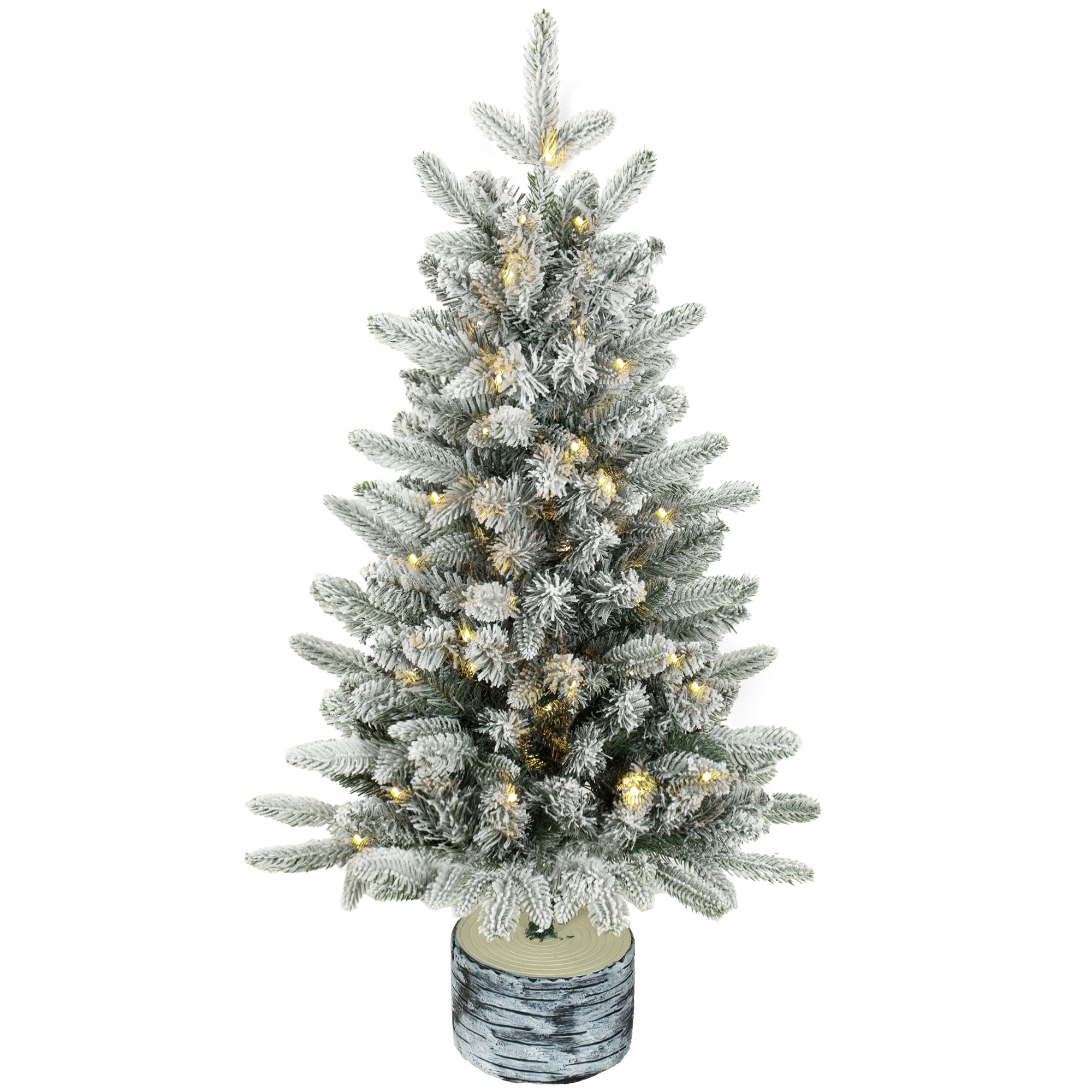 künstlicher Weihnachtsbaum, 90 cm Christbaum mit 50 LED-Beleuchtung 240 Spitzen Kunstschnee Magnesiumoxid-Sockel