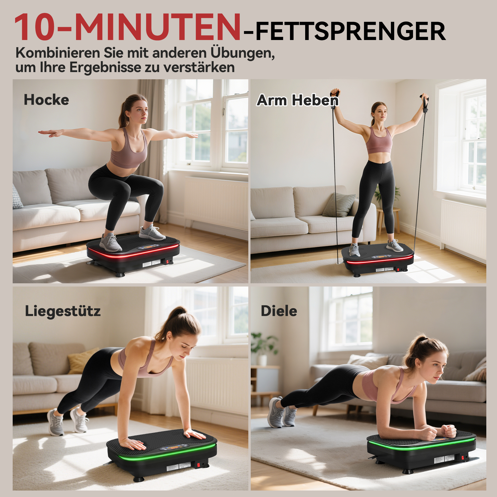 Vibrationsplatte für Fitnessübungen, Bluetooth-Funktion, Fernbedienung, 99 Geschwindigkeitsstufen, Kunststoff, Stahl, Schwarz