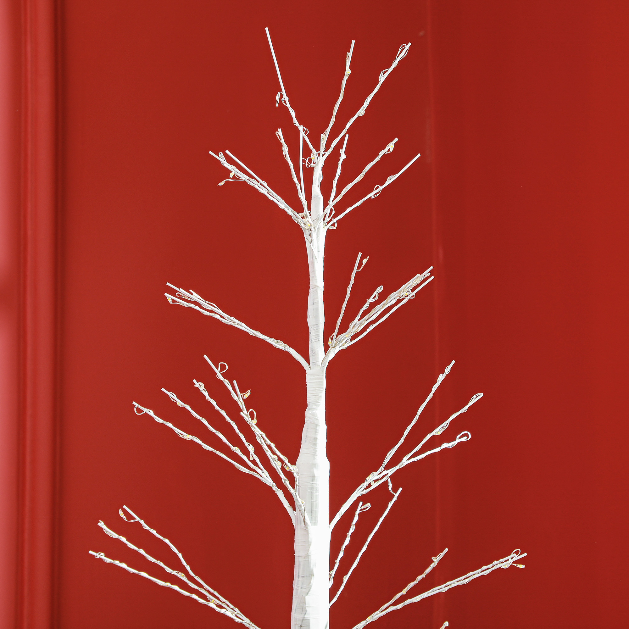 Kunsttanne mit LED-Beleuchtung, 180 cm hoher Weihnachtsbaum, realistische Rinde, Weiß