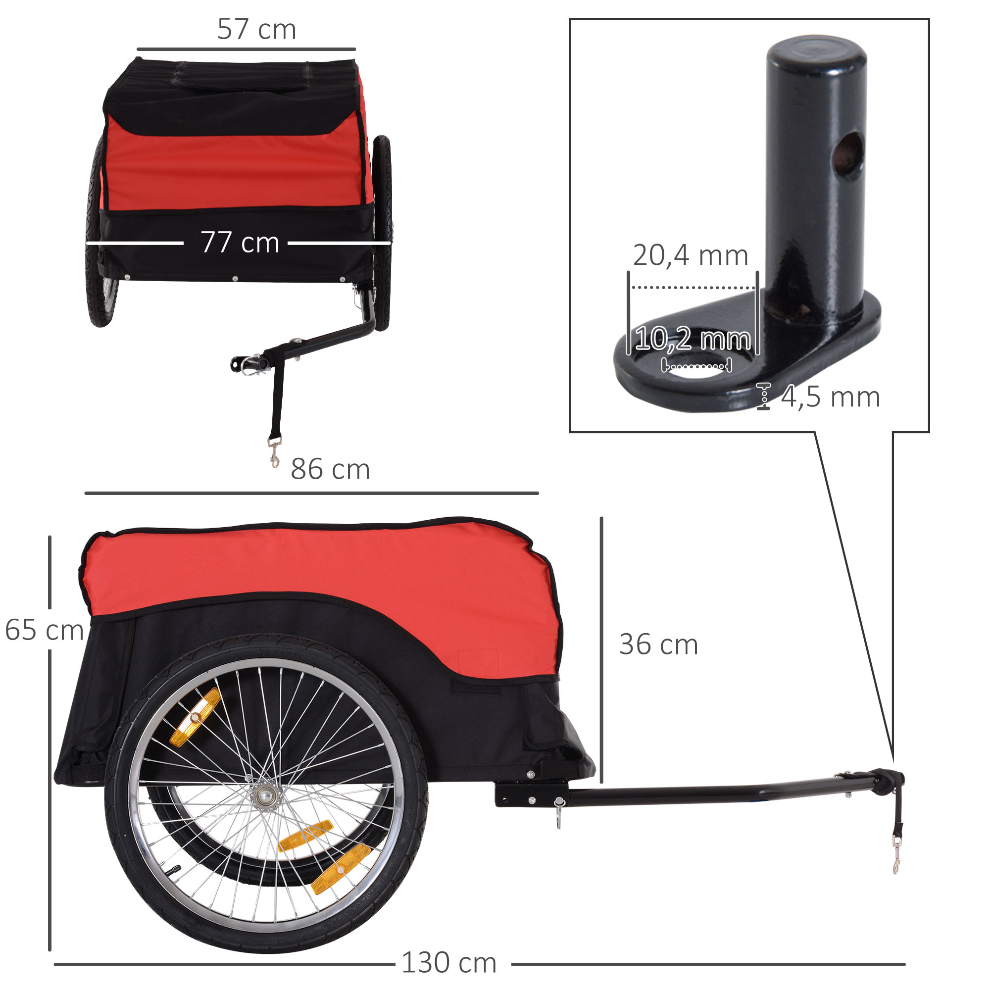 Transportanhänger Lastenanhänger Fahrrad Anhänge Lasten-Fahrradanhänger CargoTrailer (Rot-Schwarz)