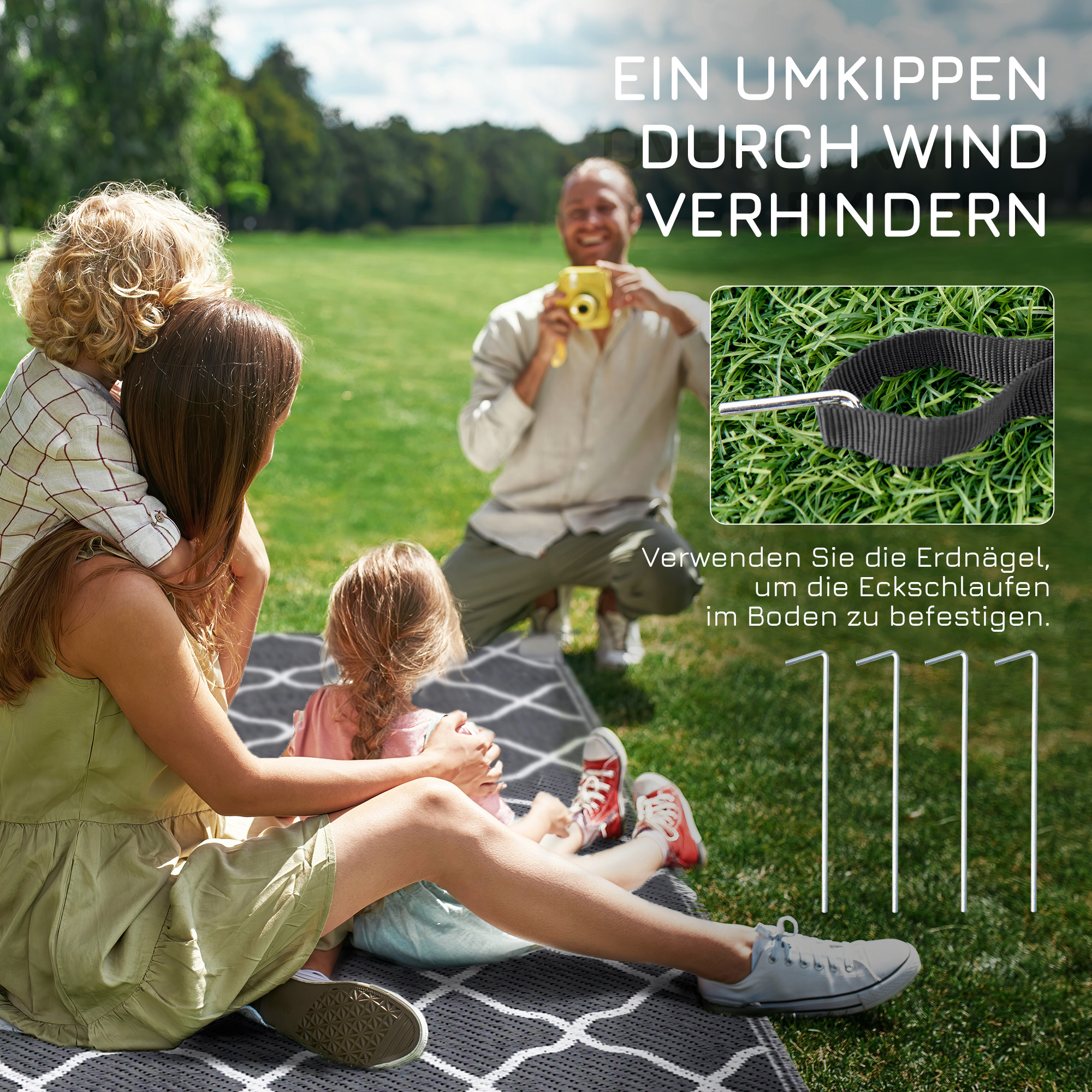 Outdoor Teppich robuster Wetterfest Outdoorteppich Carpet mit Netzmuster 182 x 274 cm Grau