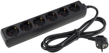 Schutzkontakt-Steckdosenleiste 6-fach, 3600W, 1,4mKabel, schwarz Schutzkontakt-Steckdosenleiste 6-fach, 3600W, 1,4mKabel, schwarz