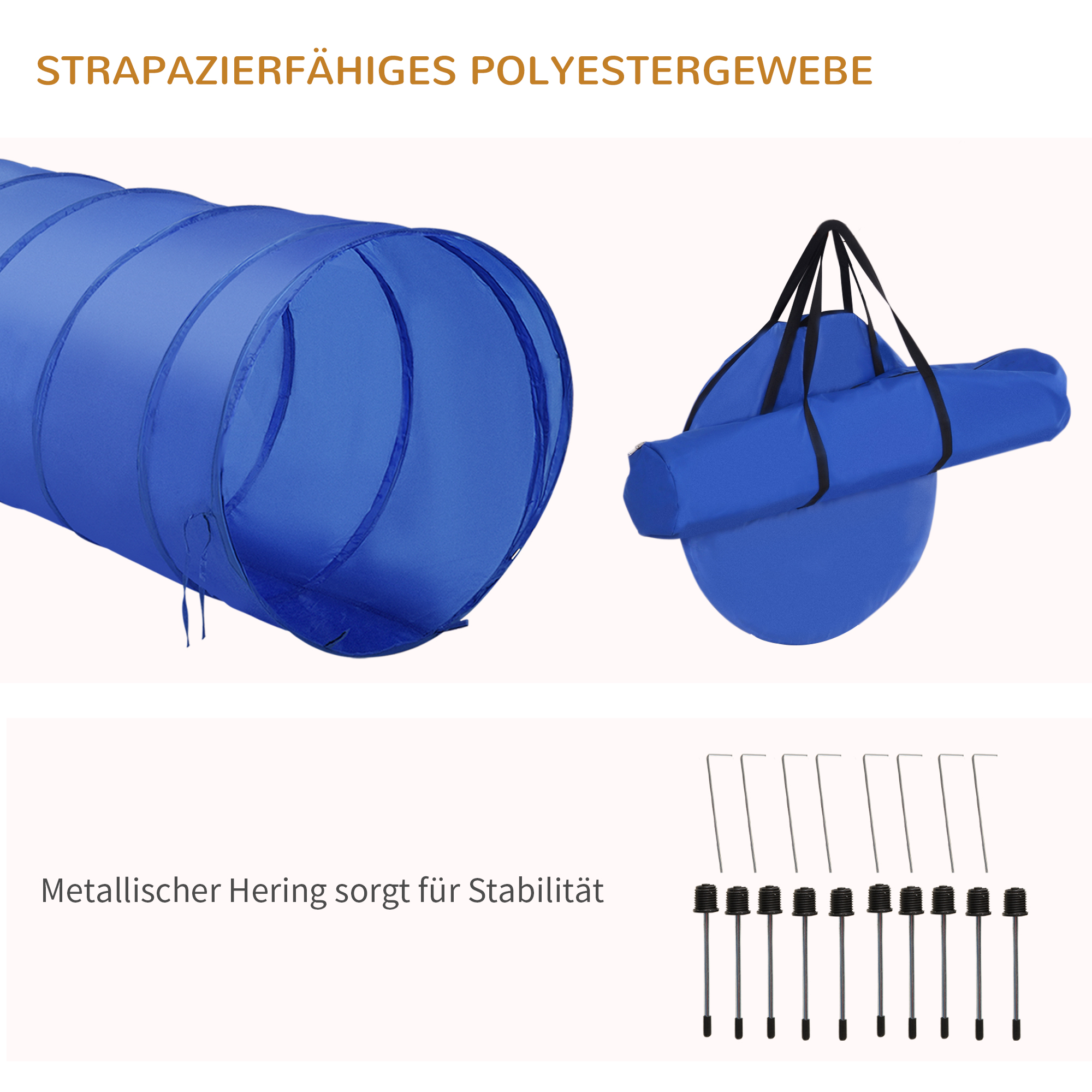 Agility-Übungs-Set Slalom-Hürden-Tunnel Hundesport Trainingsplatz PE+Polyester Blau+Gelb