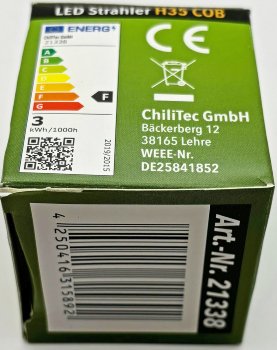 LED Strahler MR16 "H35 COB", 1 COB, 3000k, 300lm, 12V/3W, warmweiß