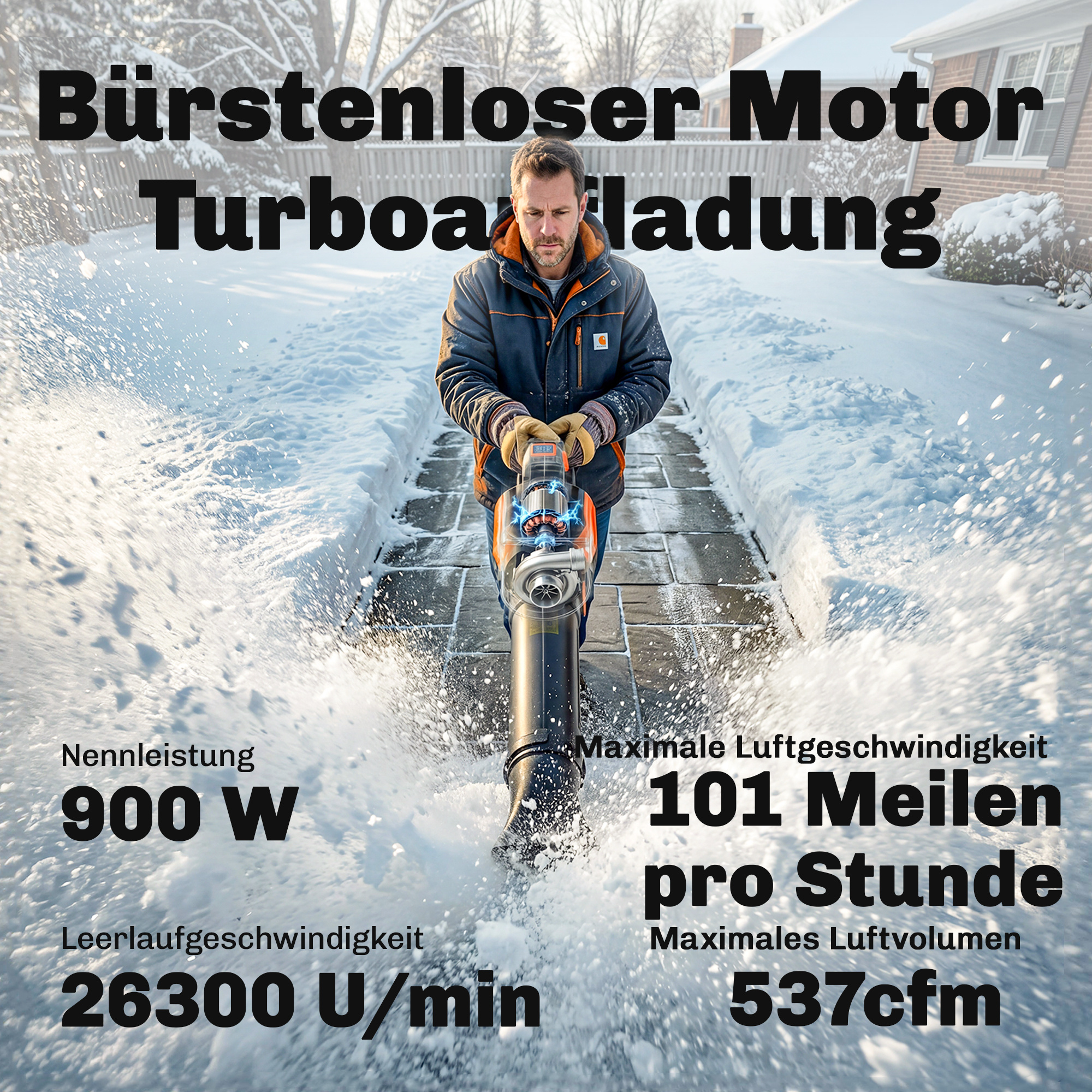 Akku-Laubsauger 20V Kabellos Laubbläser mit 2x4.0Ah Akku & Ladegerät Turbo-Boost 162,7 km/h Blasgeschwindigkeit