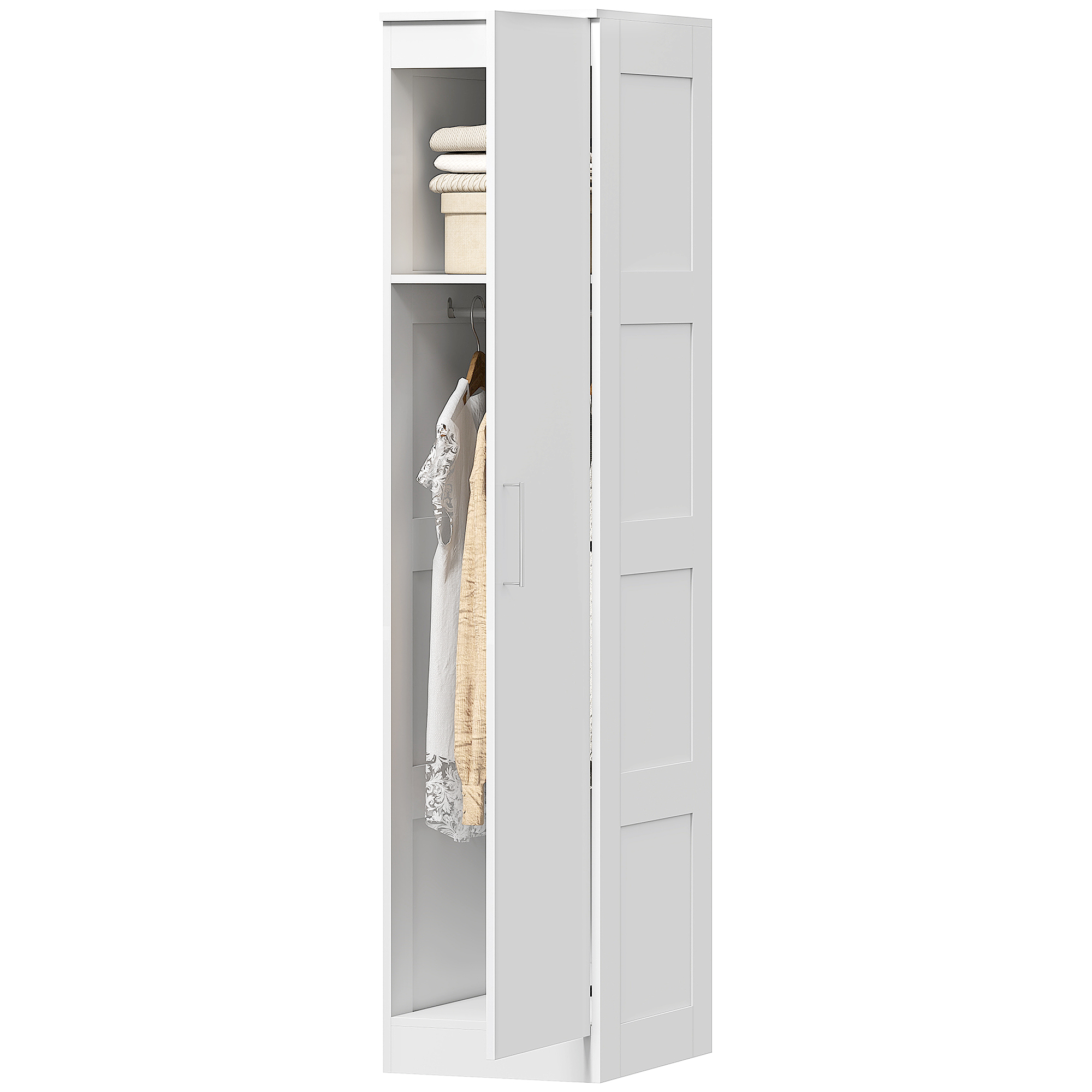 Kleiderschrank Mehrzweckschrank mit Kleiderstange, Regal, Soft-Close-Tür 40 x 52 x 180 cm Weiß