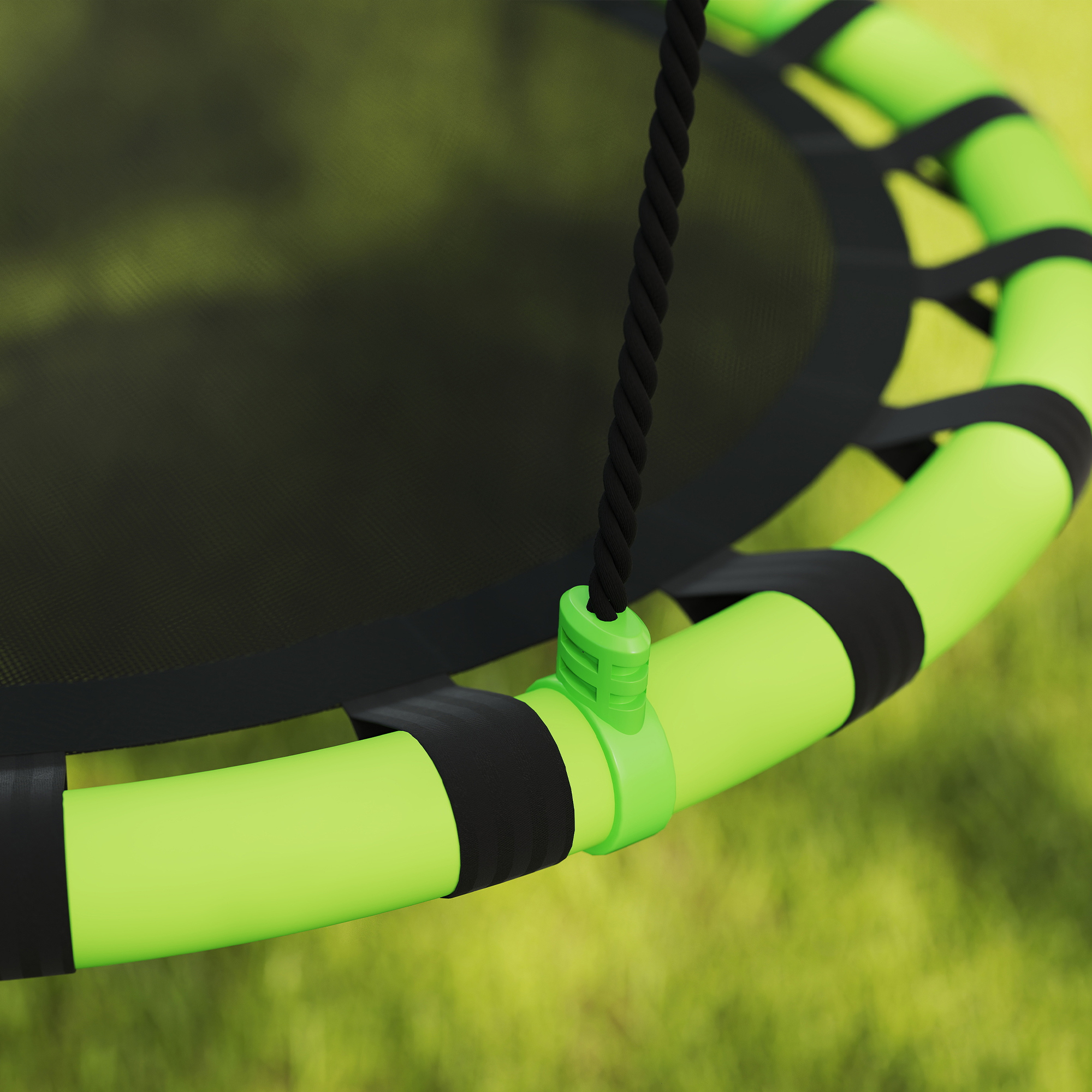 Kinderschaukel, 150 kg belastbar, Ø100 x 180H cm, Metall, Schaumstoff, Schwarz