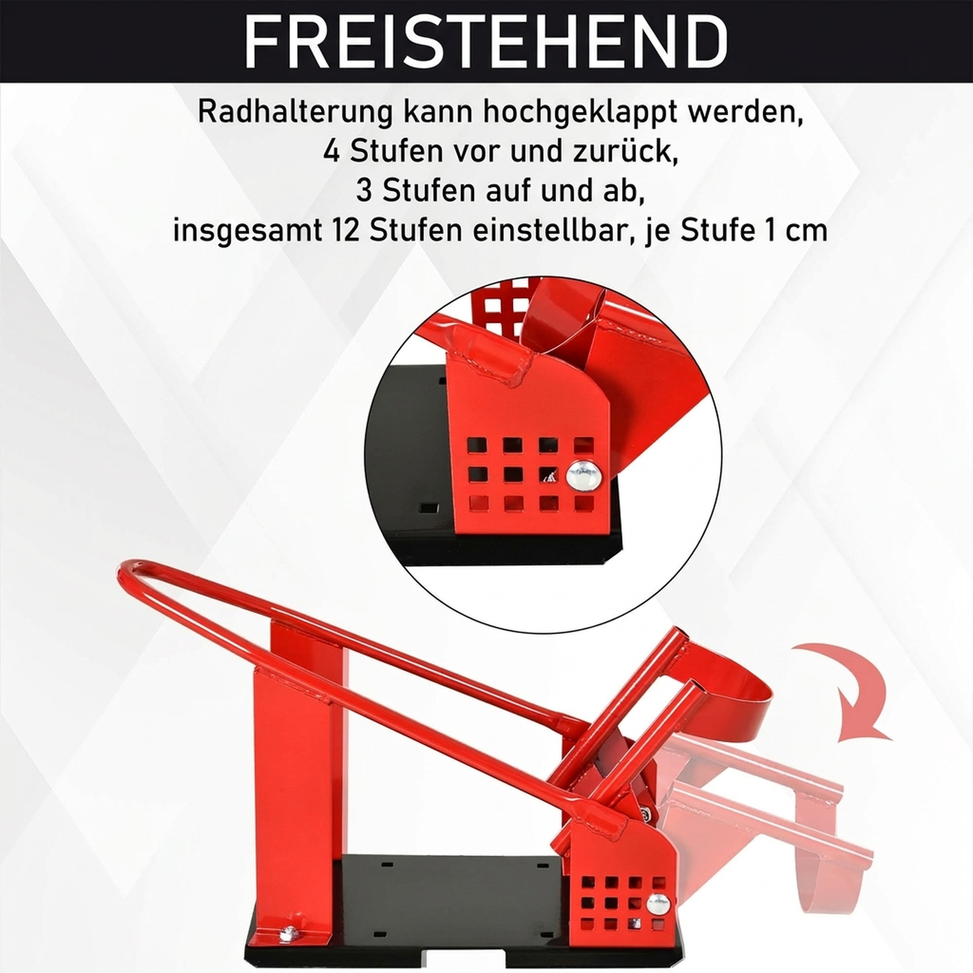 Motorradständer für 80-155 mm Vorderrad, einstellbare Motorradwippe mit 12 verstellbaren vorgebohrten Löchern bis 450 kg