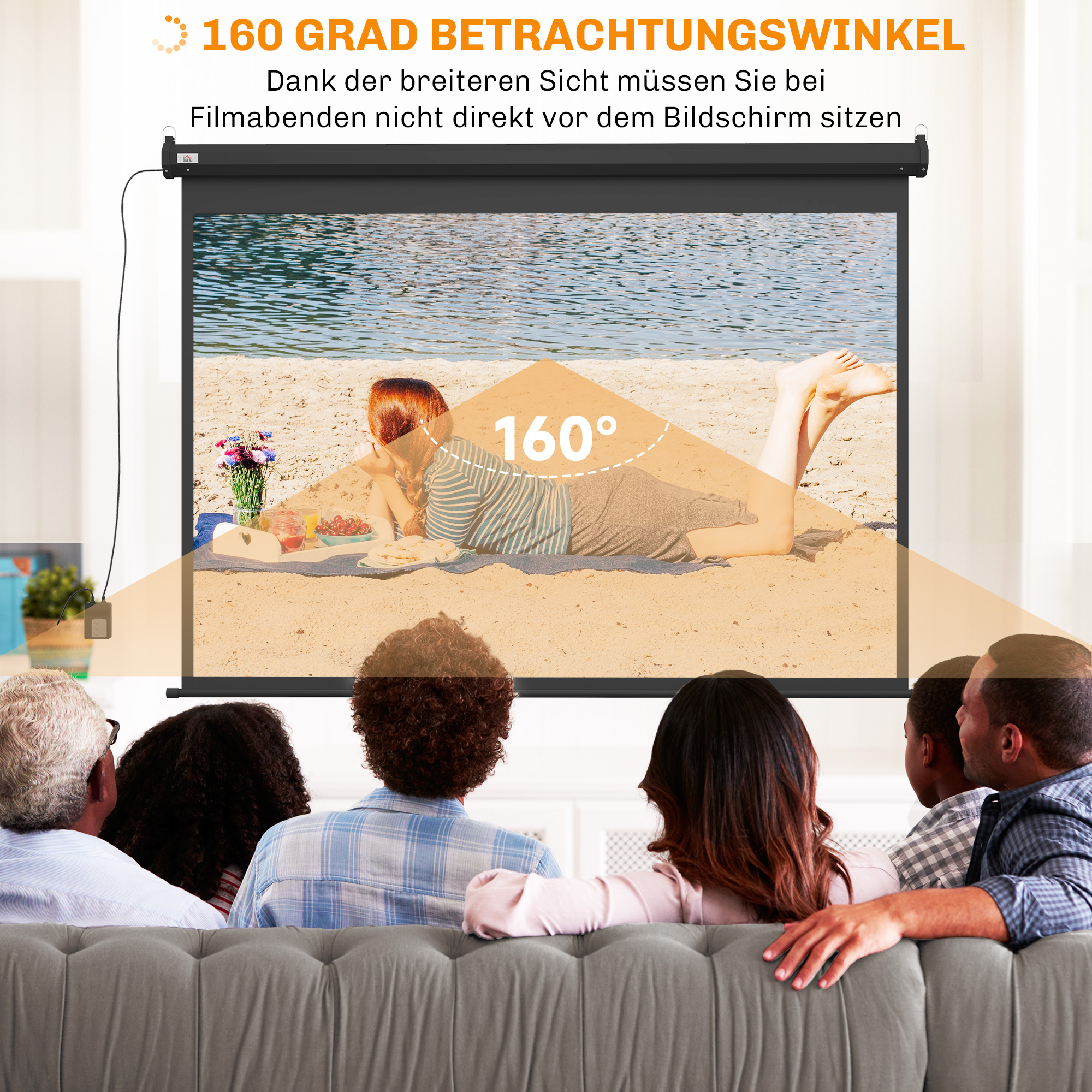 Beamer-Leinwand, Projektionsleinwand, 100 Zoll, 4:3, 203x152 cm, Schwarz