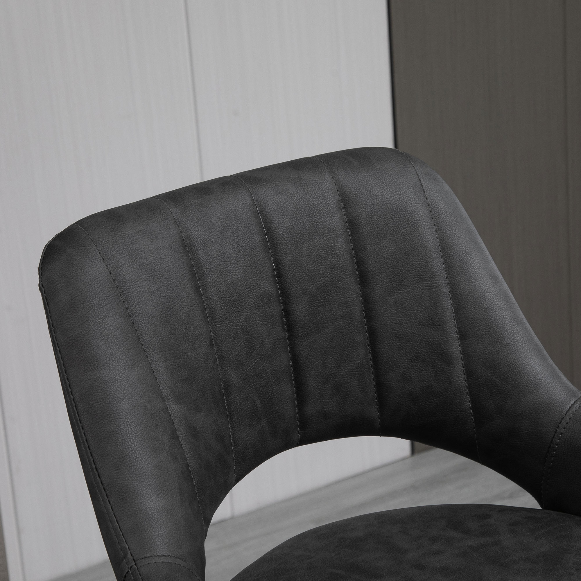 Barhocker 2er-Set, Lederoptik, drehbar, höhenverstellbar, Fußstütze, Metallrahmen, 47 x 52 x 87-109 cm, Grau