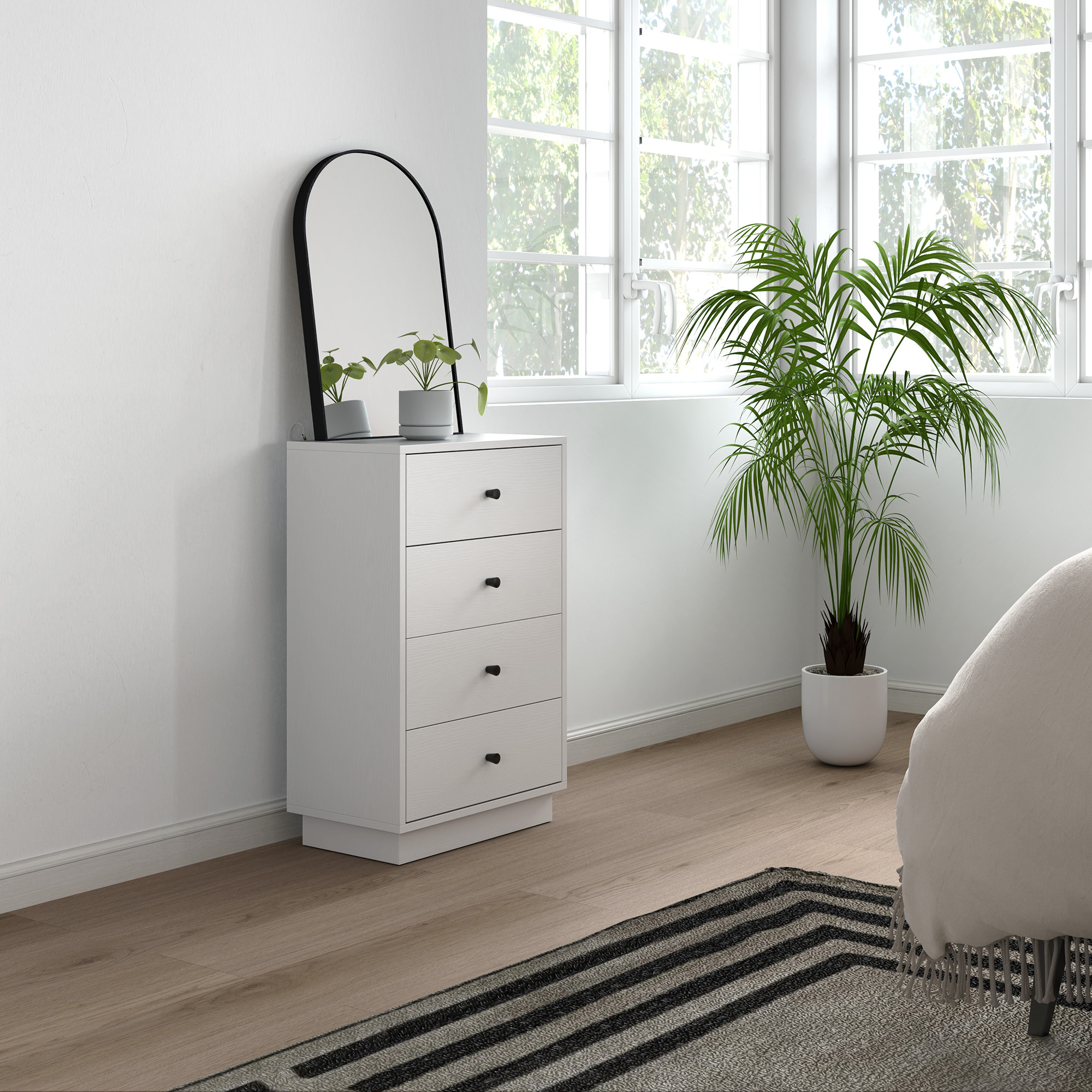 Kommode Sideboard mit 7 Schubladen Schrank aus Holzwerkstoff im Modern Stil 47 x 29 x 75 cm Weiß
