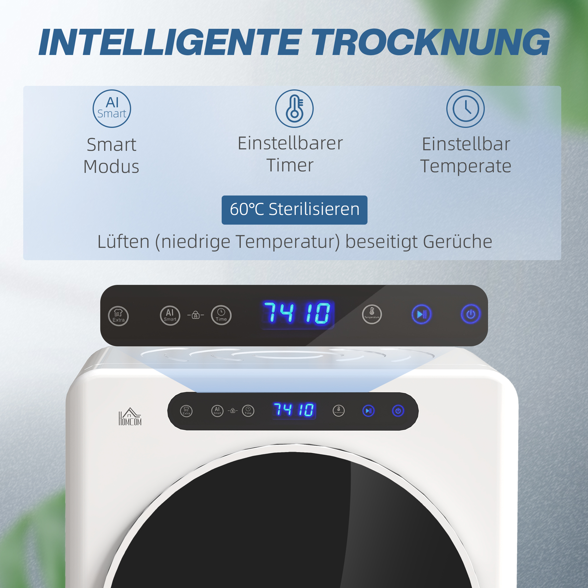 Wäschetrockner, 6 Programme, 40-60?, 3 kg Kapazität, kompakt, Touch-Bedienung, Weiß