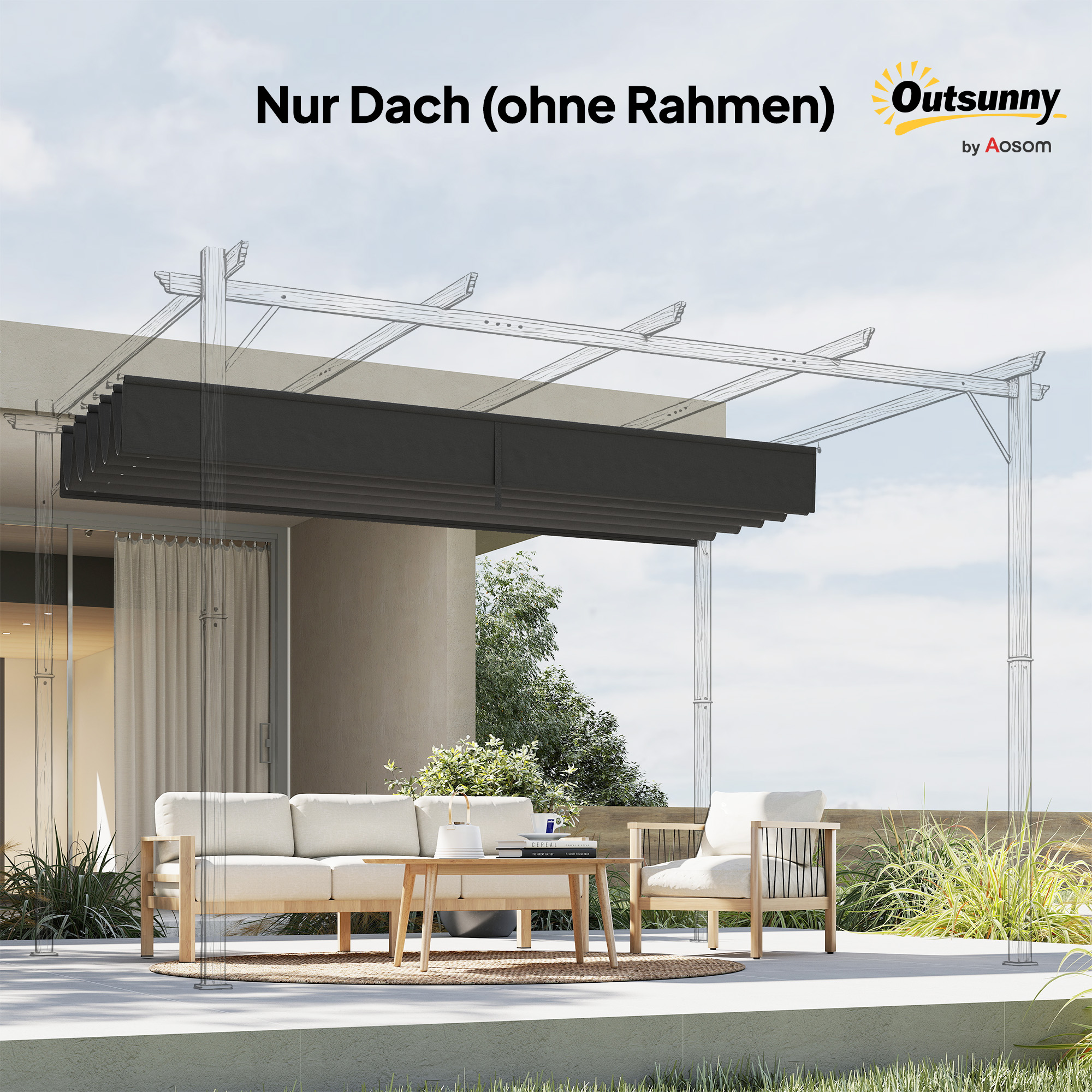 Ersatzplane für 4x3m Pavillons, mit Wasserablauflöchern, 3,50 x 2,6 m, Dunkelgrau