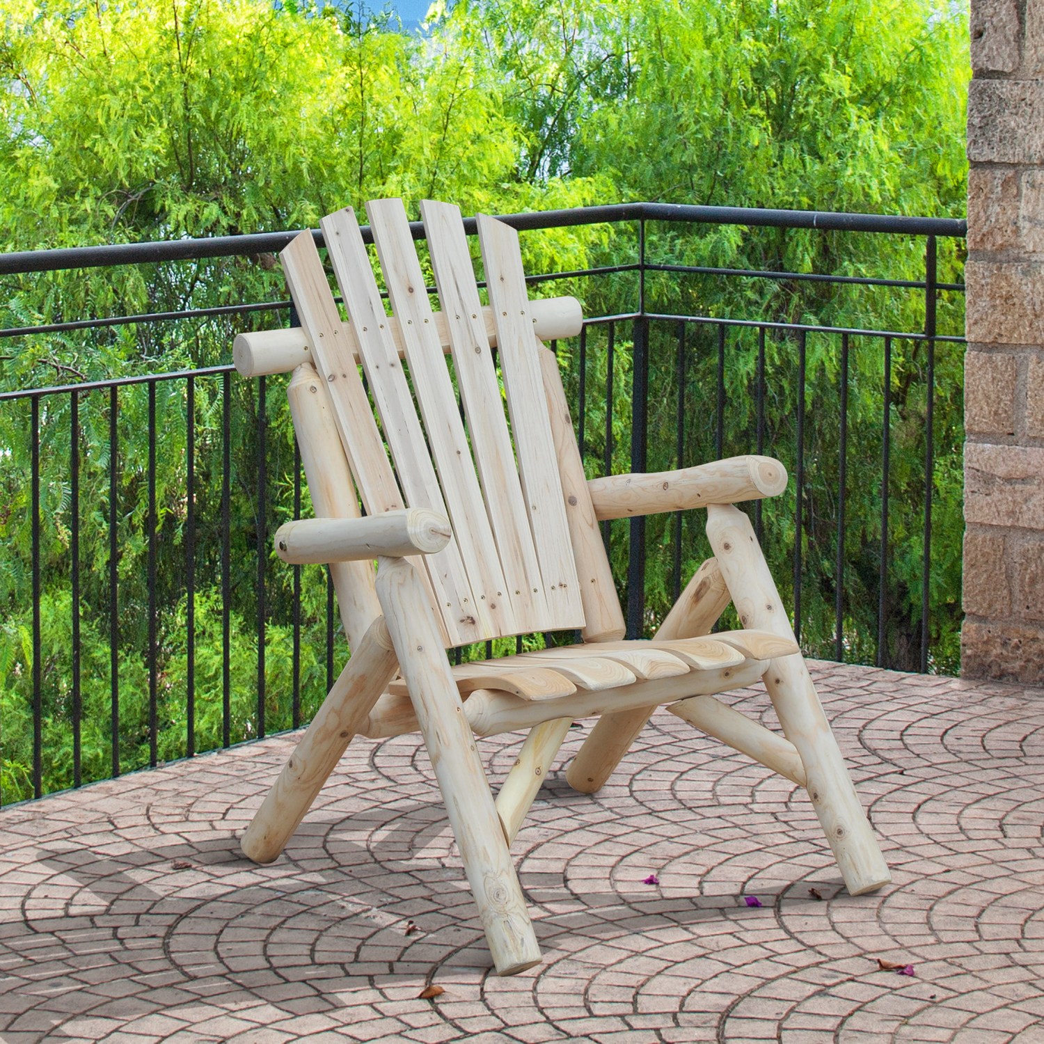 Adirondack Gartenstuhl Gartensessel Holzstuhl Hochlehner mit Armlehne Tannenholz Natur 83 x 68 x 101 cm