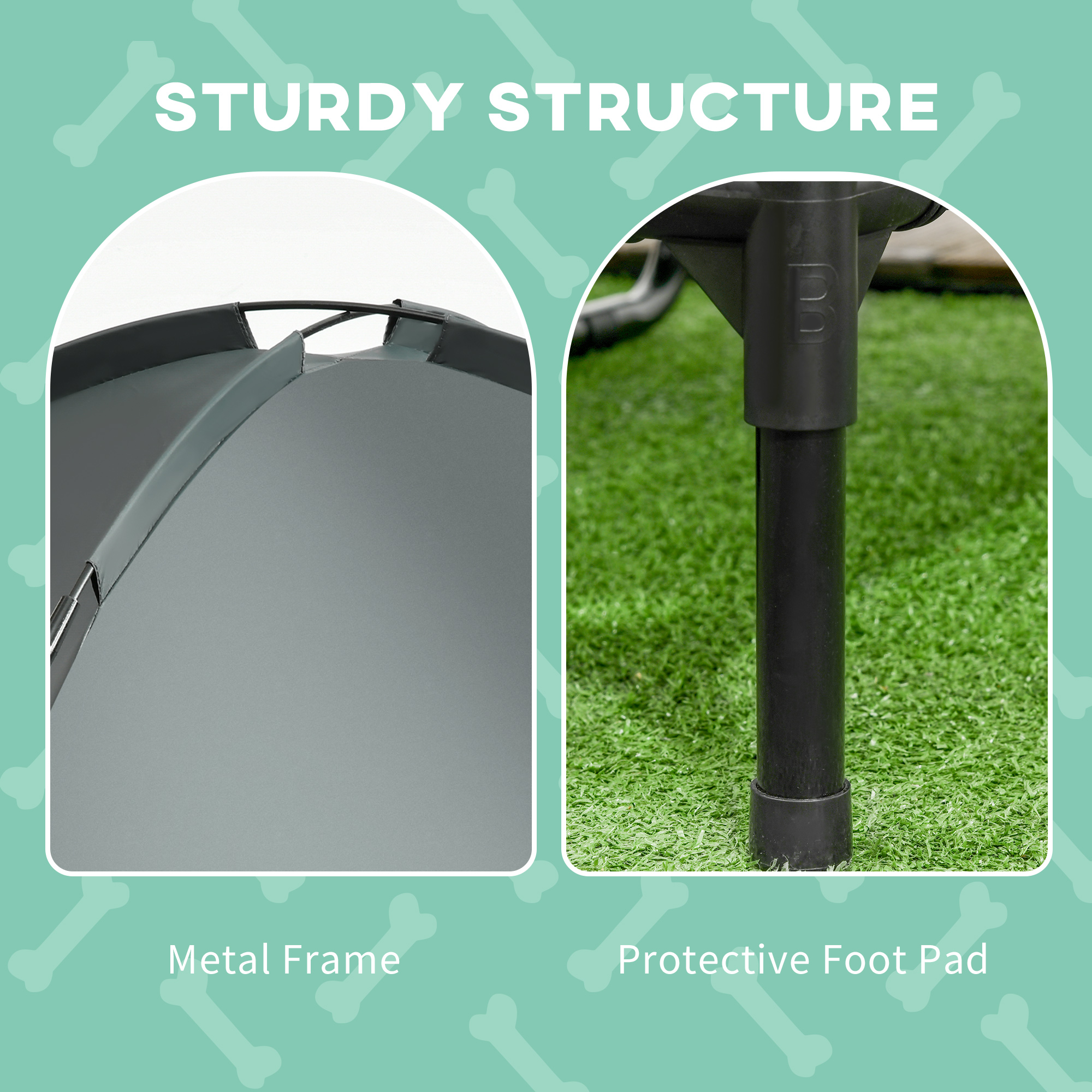 erhöhtes Hundebett mit Baldachin, Haustierbett, Hundeliege outdoor mit Dach, Atmungsaktiv, Taftstoff für Camping Grau 76 x 61 x 73 cm