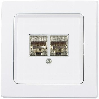 DELPHI Netzwerk-Dose 2x CAT6, inkl. Rahmen, UP, weiß