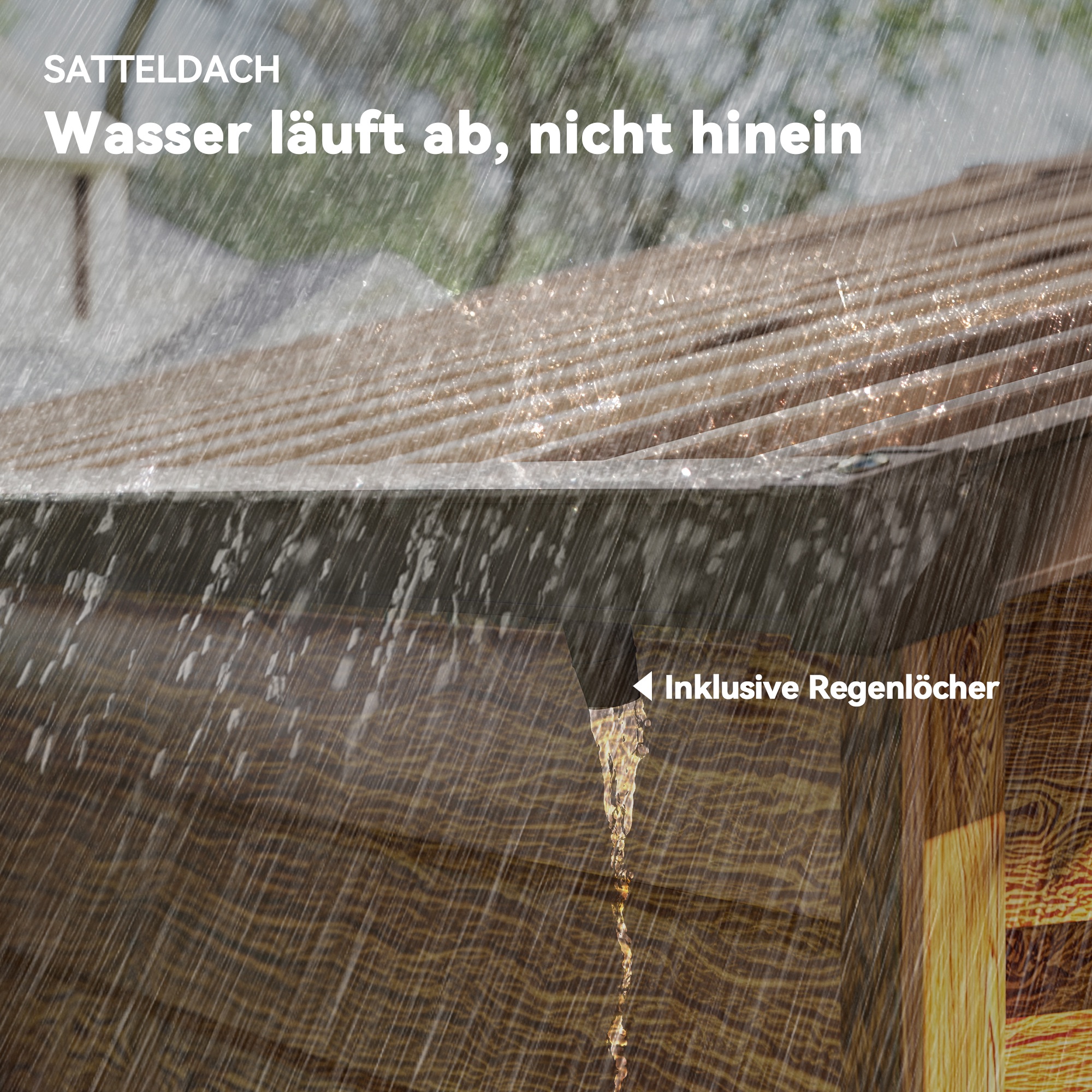 Gartenschuppen, Geräteschuppen, Gartenhaus mit Fenster, wetterfest, Holzoptik, Stahl, 152 x 235,7 x 208,7 cm, Braun