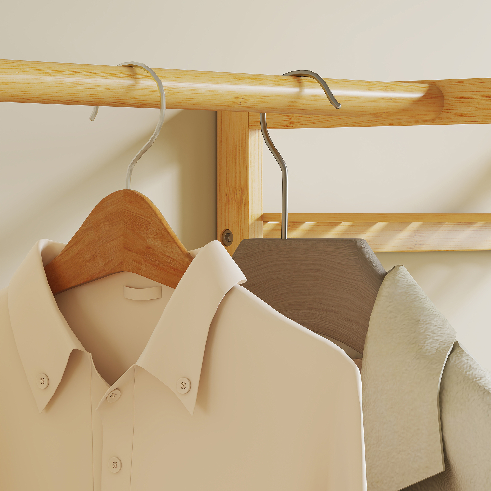 Garderobenständer mit Schuhregal, Kleiderhaken, Mantelständer, Sitzbank mit Kissen, für Flur, Eingangsbereich, Naturholz