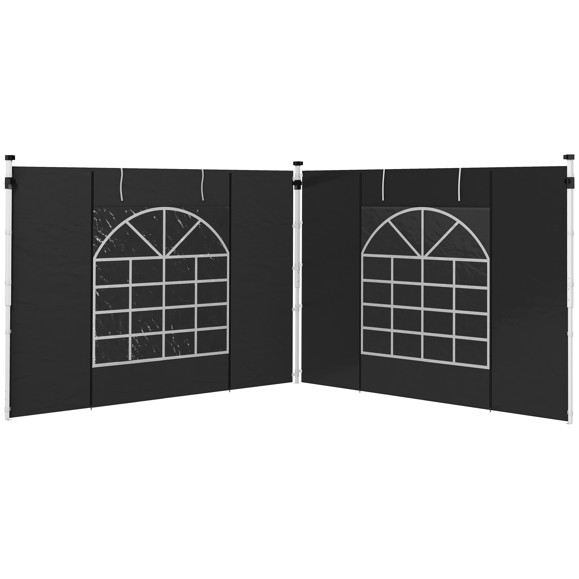 Seitenwände für 3 x 3/ 3 x 6 m Pavillon, Seitenplanen mit Fenster, Tür, Ersatzwände für Partyzelt, Oxfordstoff, Schwarz