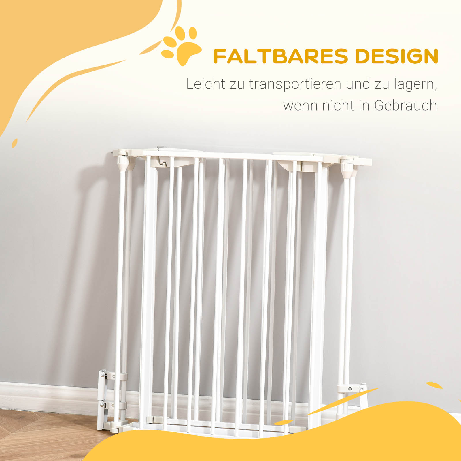 Absperrgitter Hund Freistehendes Schutzgitter 180 x 74,5 cm Hundegitter Klappbar Türschutzgitter Treppengitter Hundeabsperrgitter für Treppen, Türen, Küche, Flur, 3 Paneelen, Weiß