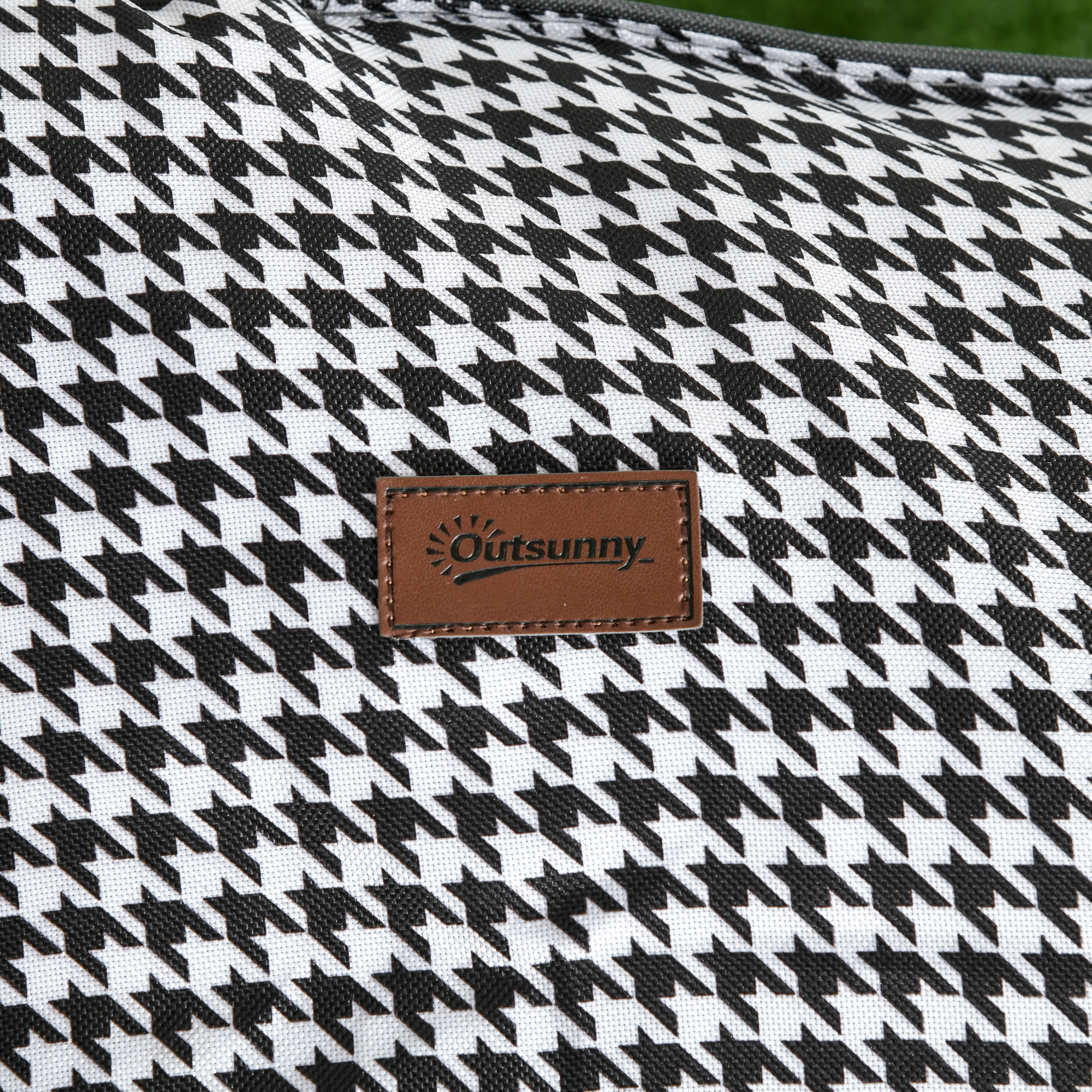 Sonnenliege, klappbar, 1 Seitentasche, 1 Getränkehalter, 68 cm x 186 cm x 48 cm, Schwarz + Weiß