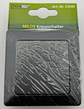 MILOS Kreuzschalter, Anthrazit, 250V~/ 10A, inkl. Rahmen, UP