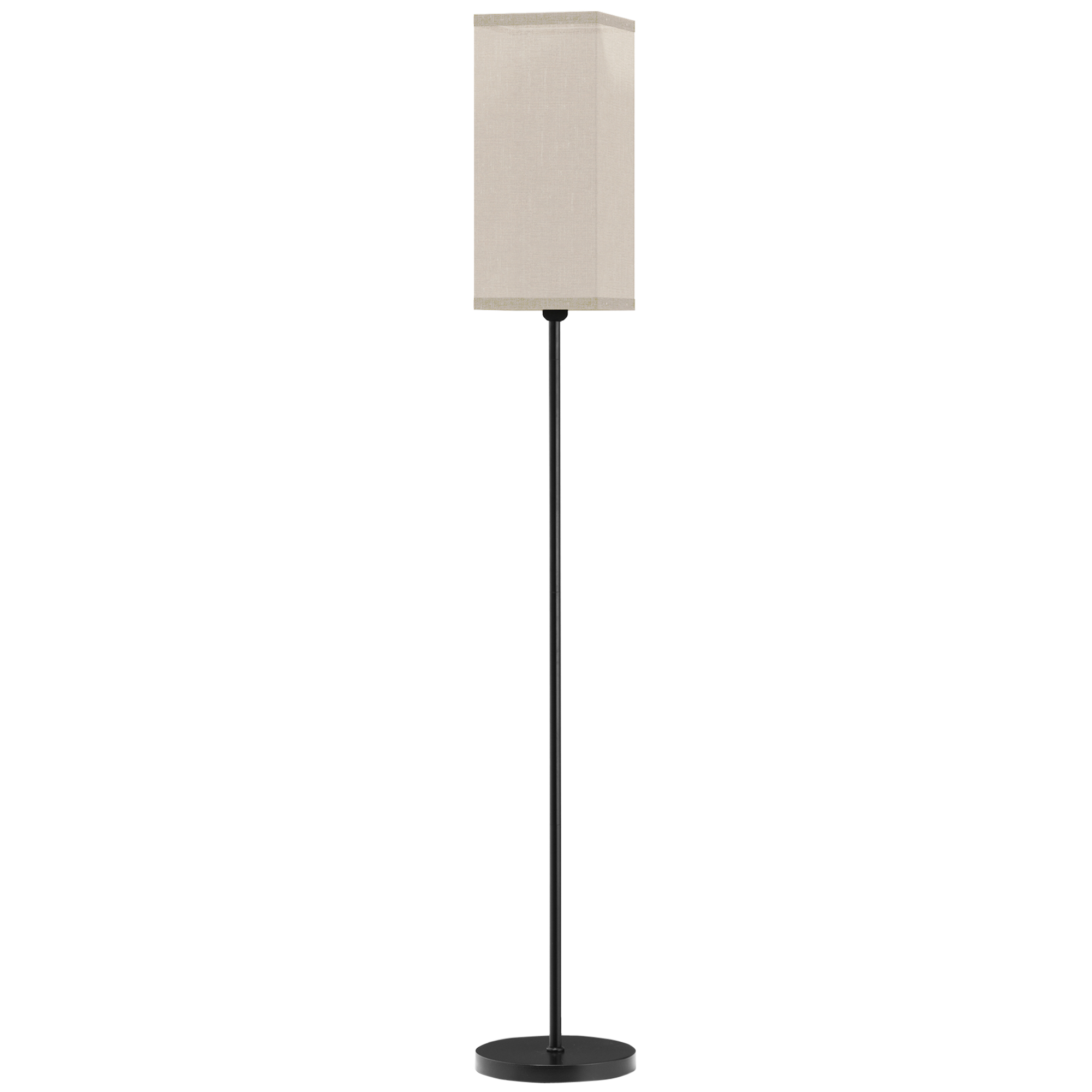 Moderne Stehlampe mit Kunstleinen-Schirm und Fußschalter, für Wohnzimmer und Schlafzimmer, Metall, Schwarz