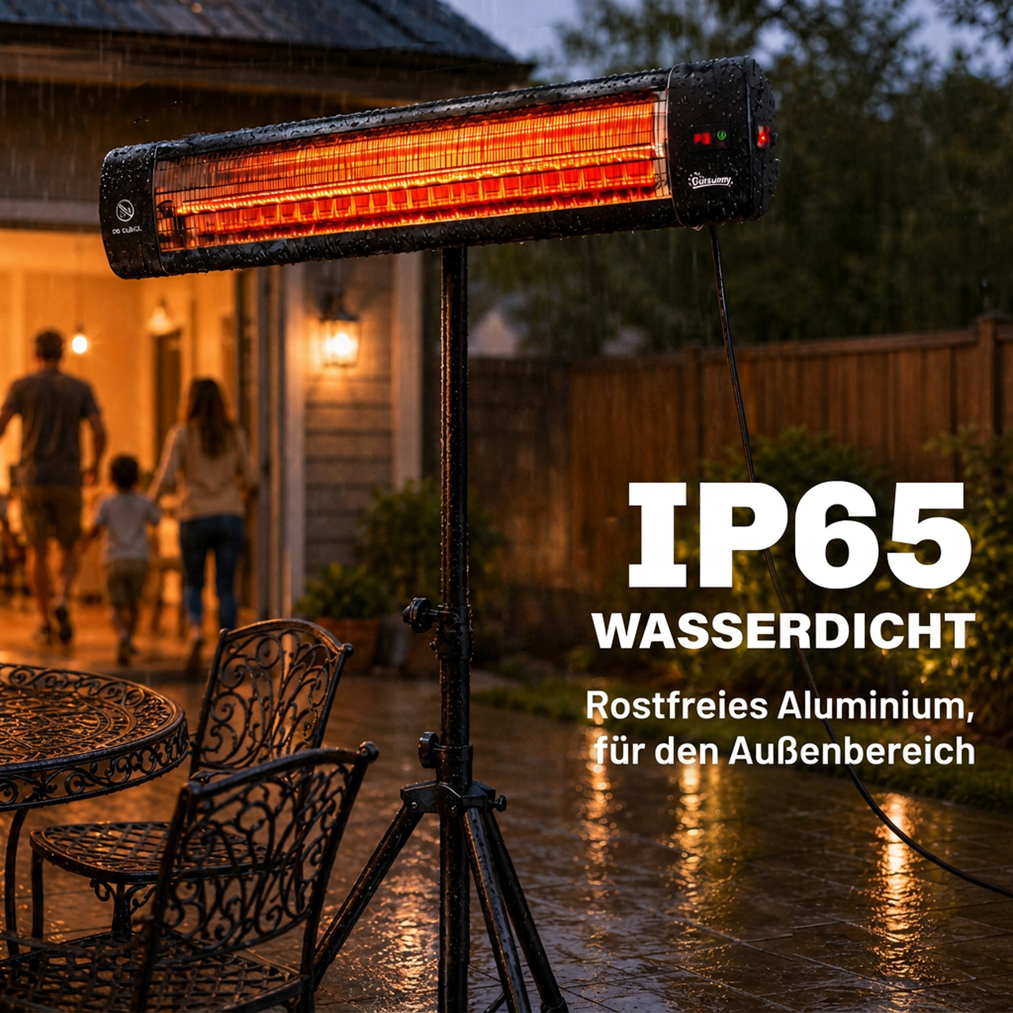 Infrarot Heizstrahler 2500W Terrassenstrahler mit Touch & Fernbedienung 3 Heizstufen höhenverstellbarem Standfuß