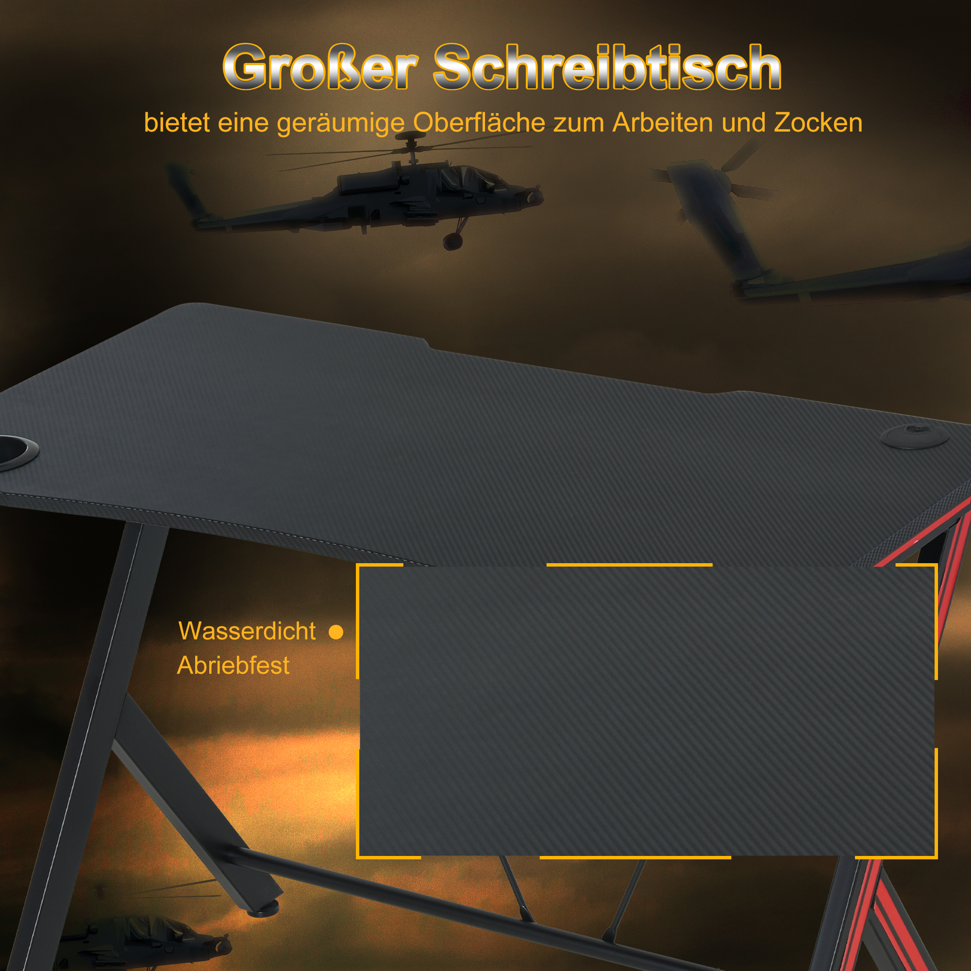 Gaming-Tisch Schreibtisch mit Kopfhörerhaken Getränkehalterung Computertisch Stahl + MDF Schwarz 105 x 55 x 75 cm