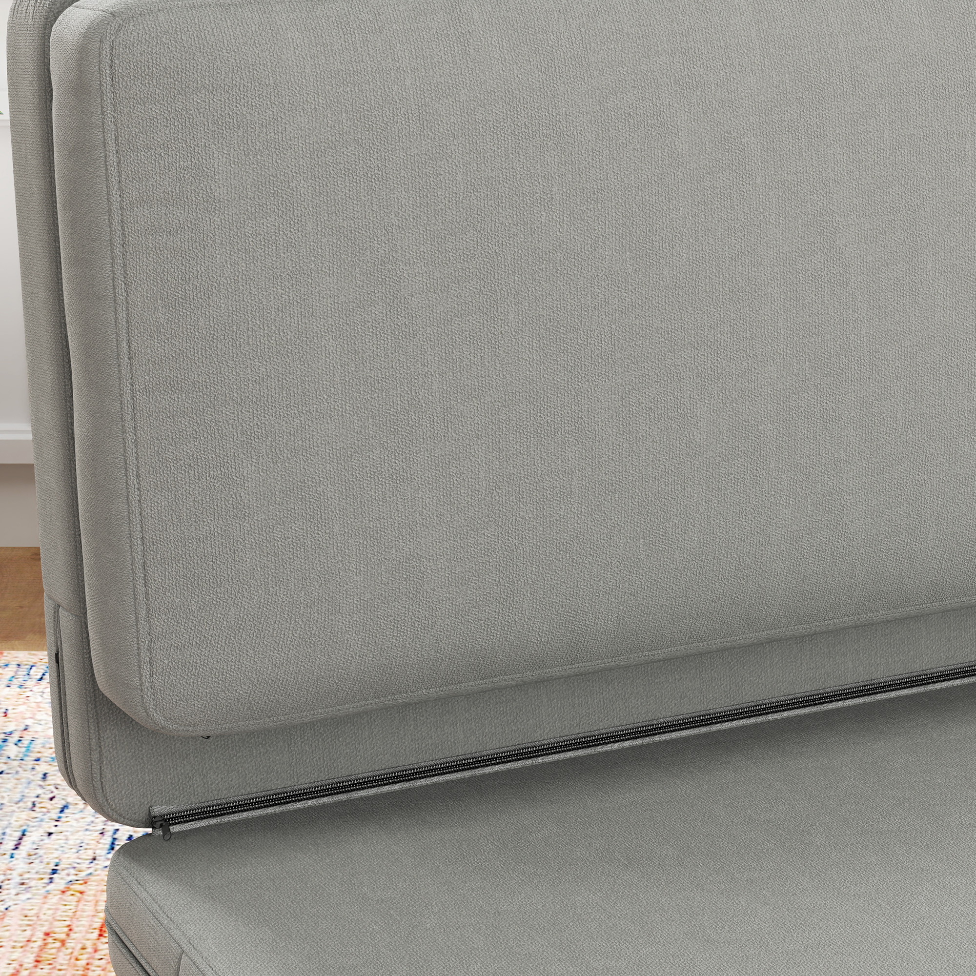 2-in-1 faltbarer Relaxsessel, Gästematratze, teilbar, 120 cm breit, Hellgrau