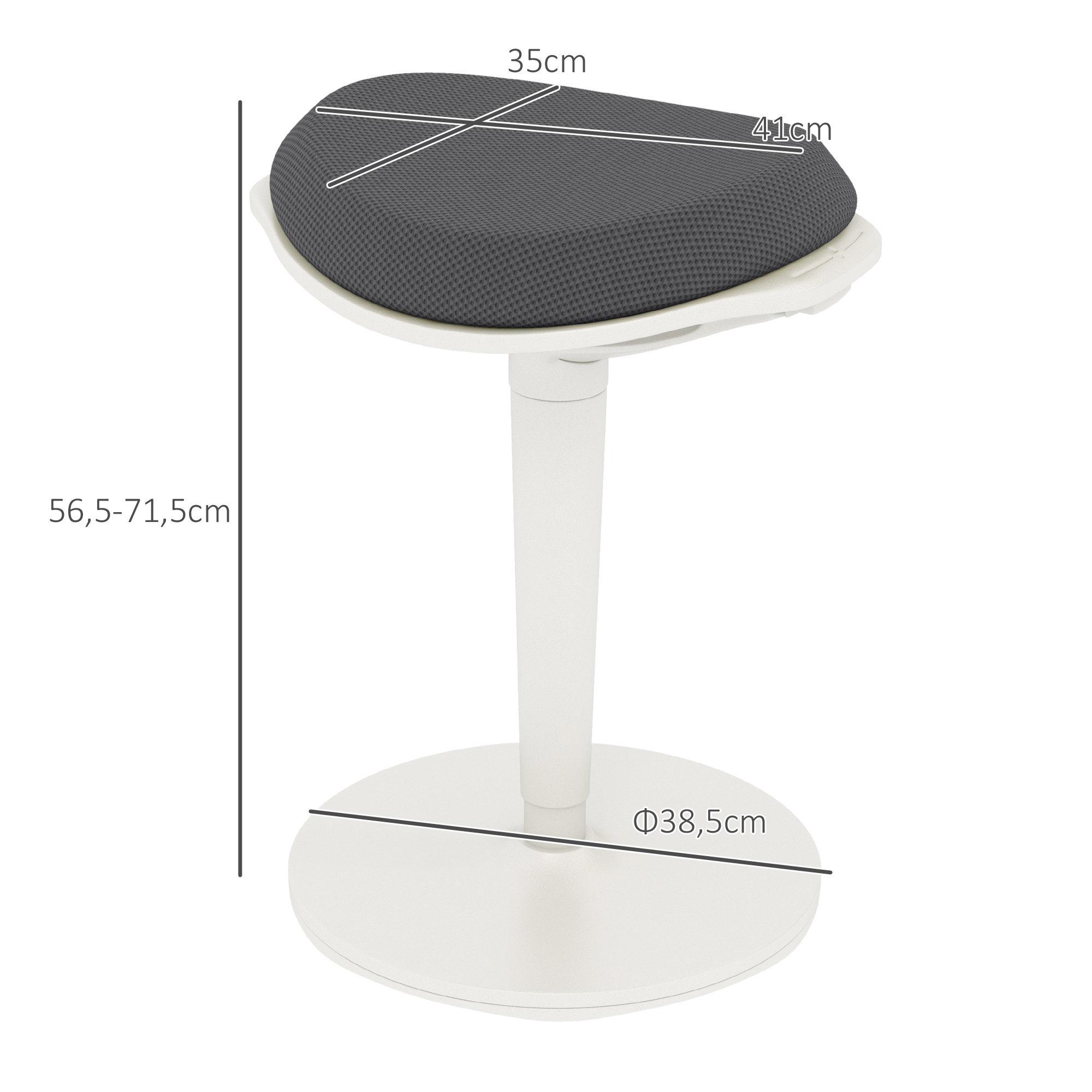 Pendelhocker, ergonomisch, höhenverstellbar, bis 120 kg, 42,5x35,5x56,5-71,5cm, Grau