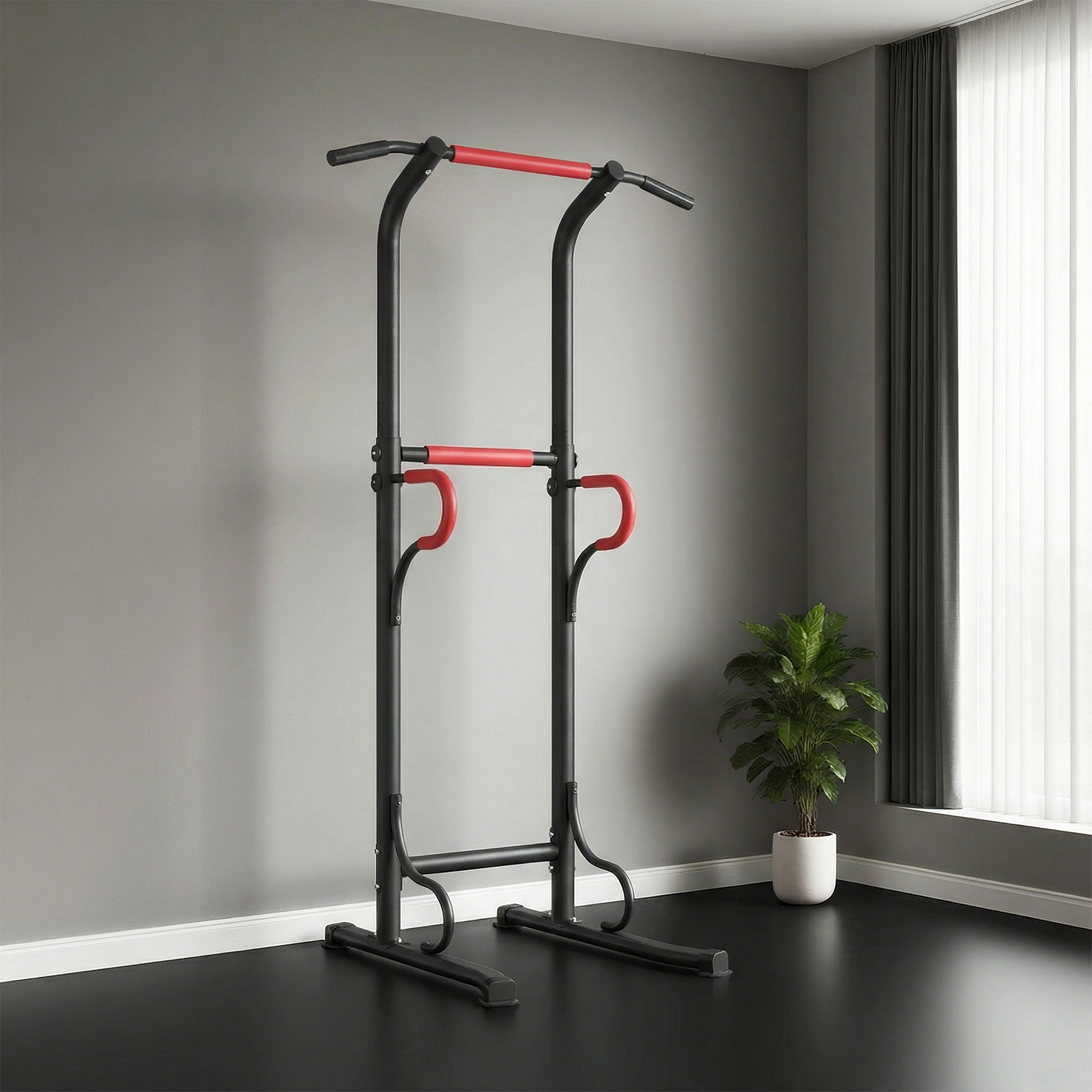 Power Tower höhenverstellbar Dip Station mit Klimmzugstange, Saugnäpfe Kraftstation für Zuhause