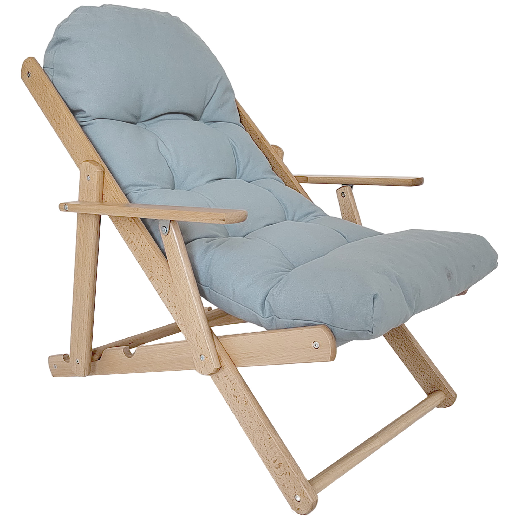 Akzentsessel, Relaxsessel, verstellbare Rückenlehne, Buchenholzrahmen, bis 120 kg, Hellgrau