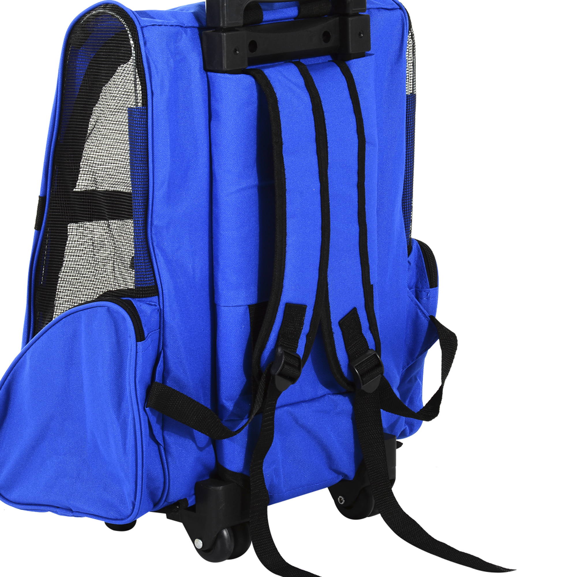 Hundetransporttasche, Haustierrucksack, 2-in-1-Design, ausziehbarer Griff, Seitentaschen, Blau, 42 x 25 x 55cm
