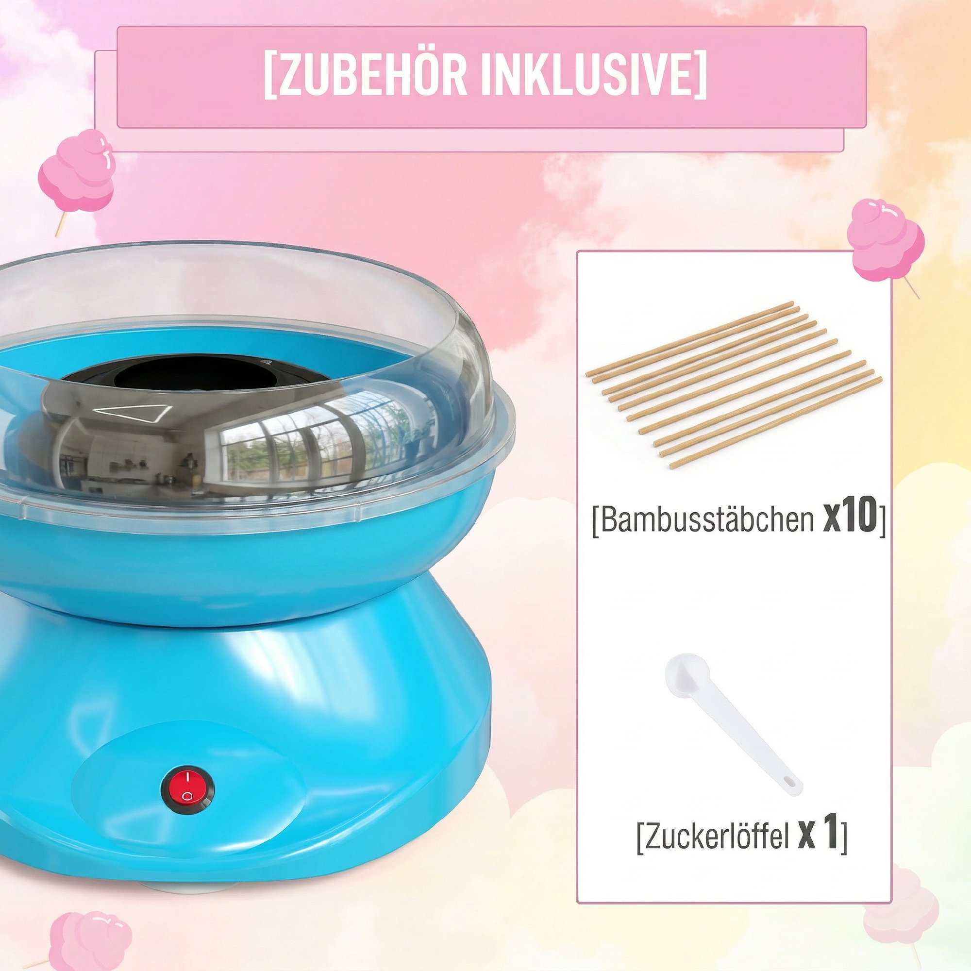 Zuckerwattemaschine für Zuhause Cotton Candy Machine 550W für Kinderfest, Geburtstag, Party