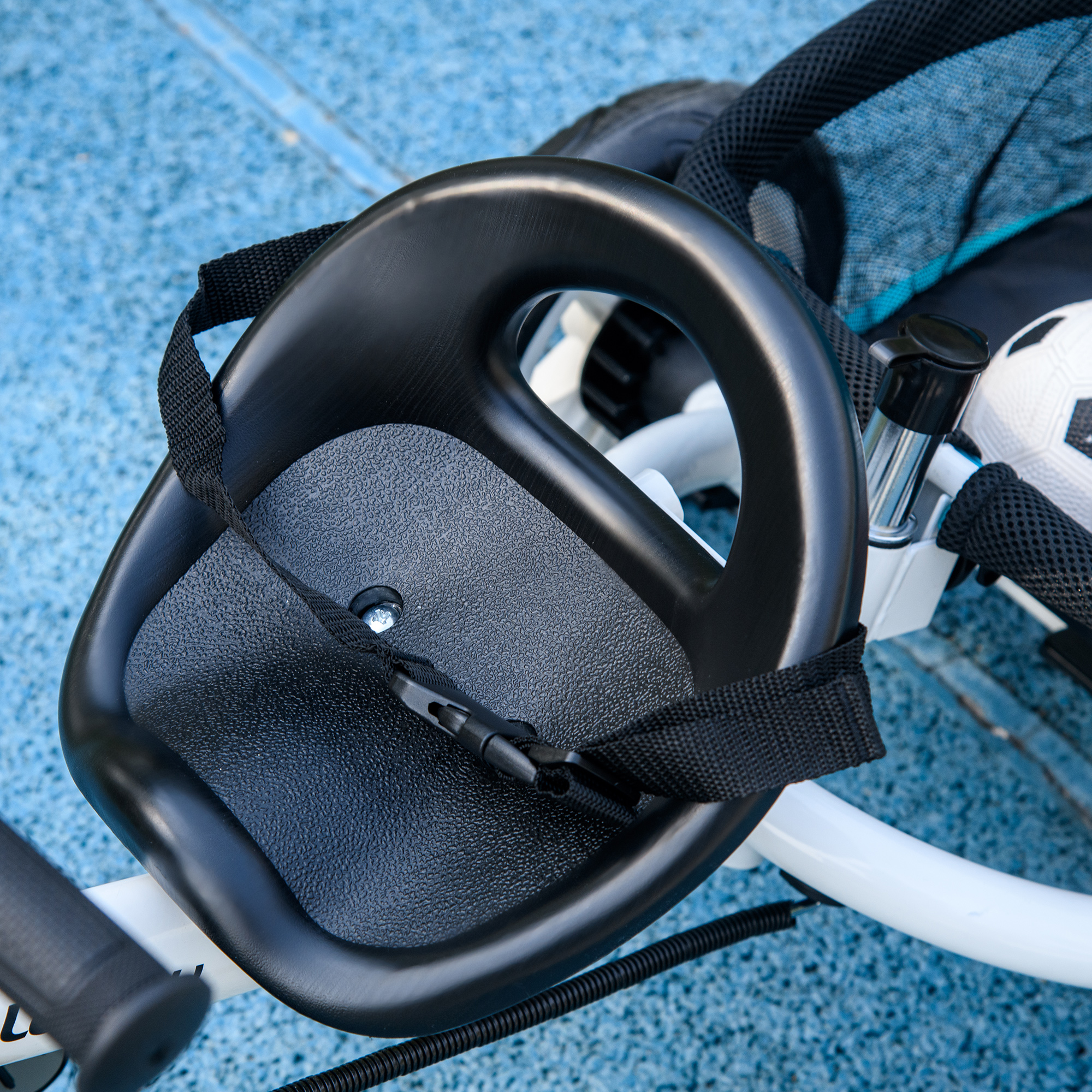 Kinder-Dreirad, Kinderfahrrad, Rückenkorb, Becherhalter, Sonnendach, Metall, Blau