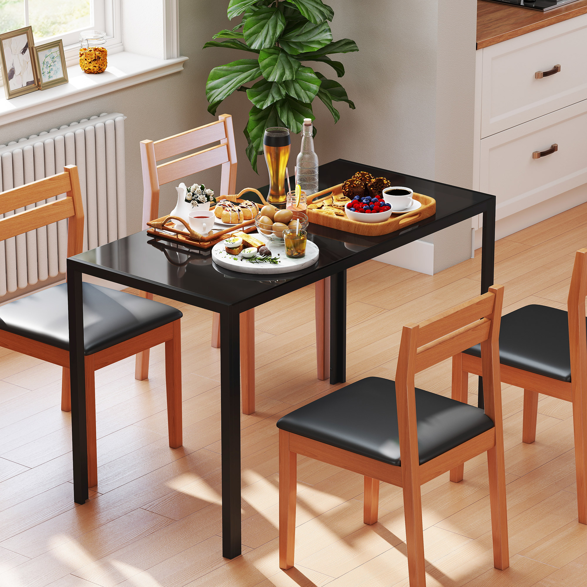 Esstisch Küchentisch großer Tisch, modernes Design, 120 cm x 60 cm x 75 cm, Schwarz