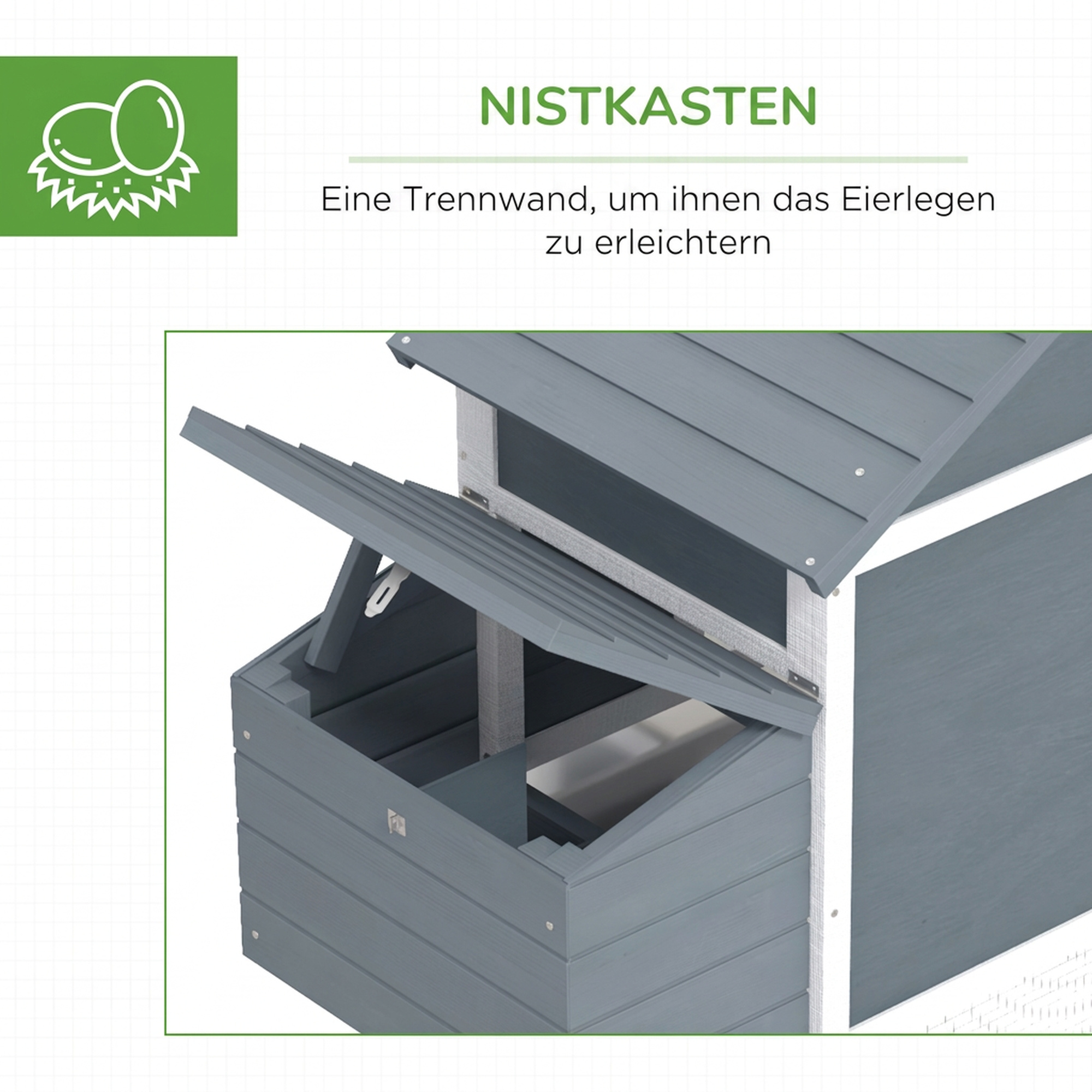 Hühnerstall Holz Hühnerhaus für 2-3 Hühner 151,5 x 54 x 87 cm Hühnervoliere mit Auslauf Nistkasten 2 Türen Winterfest