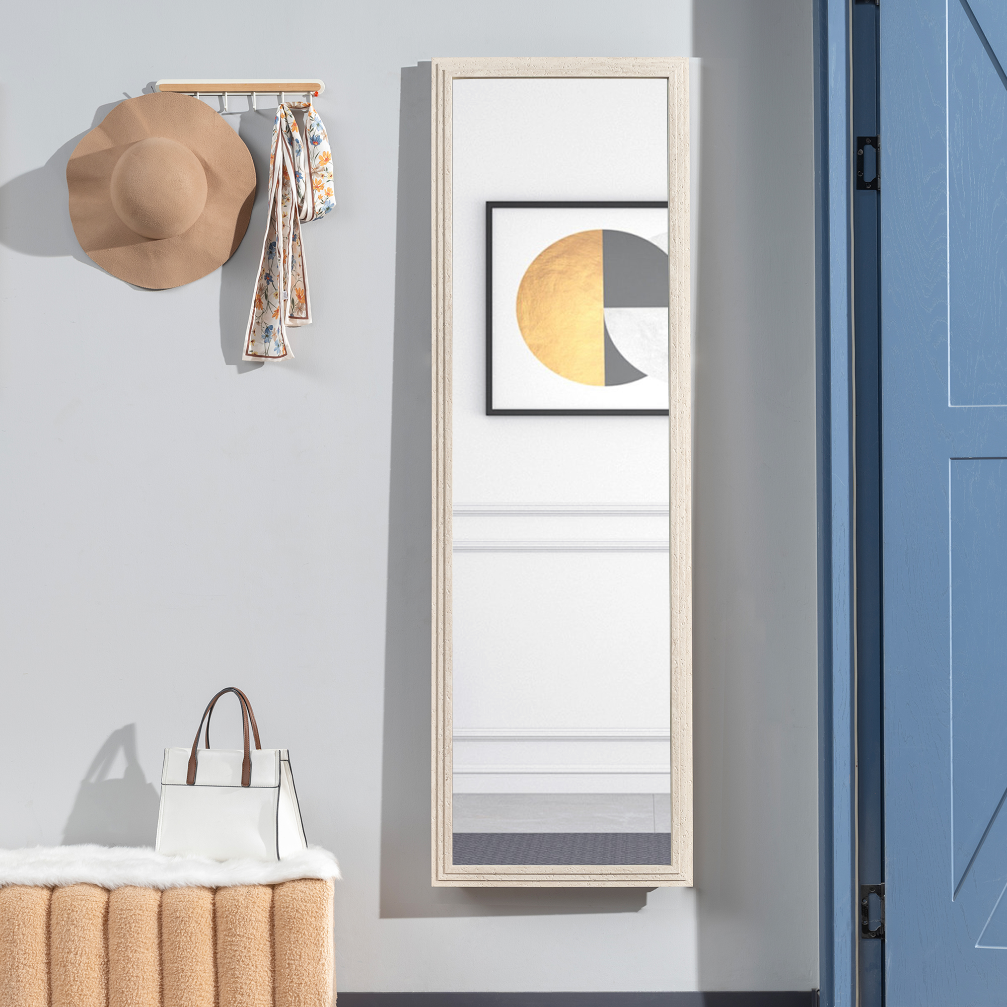 160 x 50 cm Ganzkörperspiegel, vielseitig verwendbar, rechteckiges Design mit Rahmen, Weiß