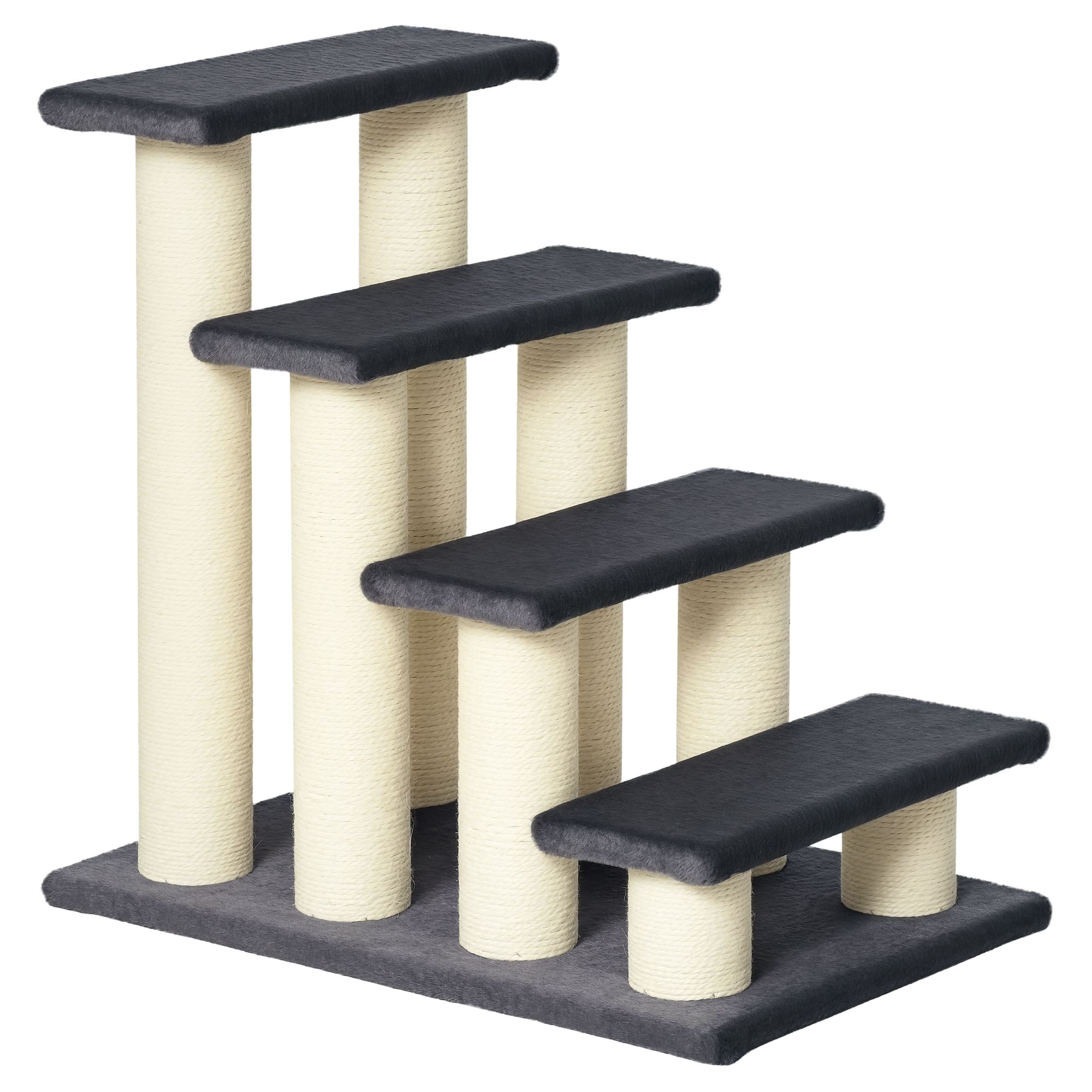 Katzentreppe 4-stufige Haustiertreppe 59 cm hoch Hundetreppe für Katzen aller Größen Hunderampe Einstiegshilfe für Bett, Sofa, Couch Grau