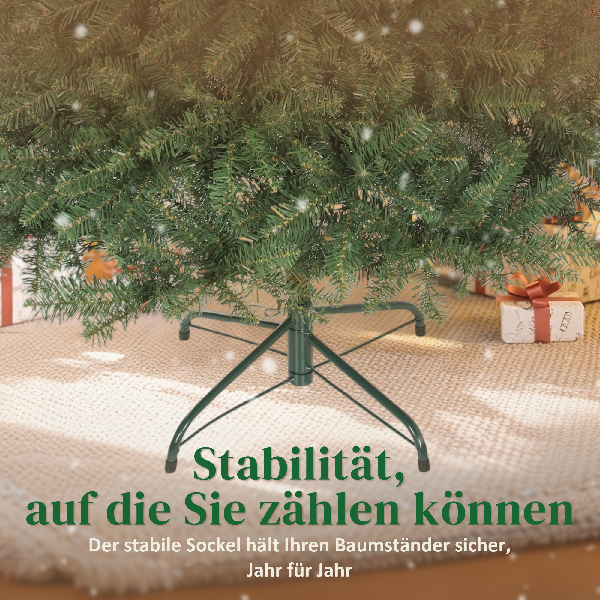 Künstlicher Weihnachtsbaum, 150 cm, klappbare Äste, Metallständer, vielseitig, Grün