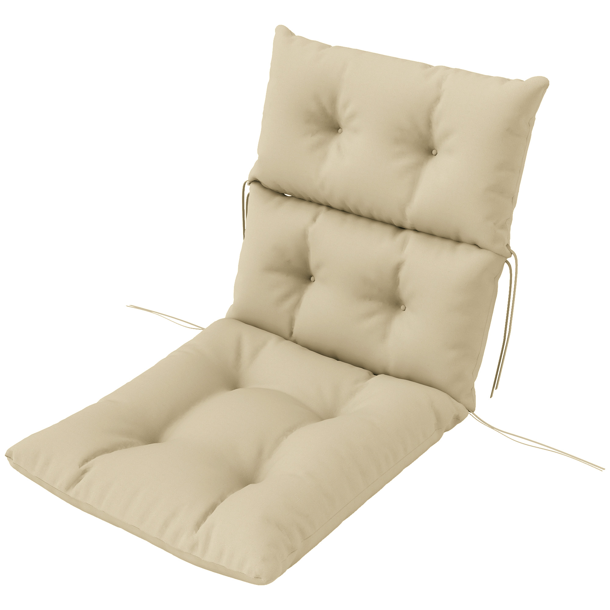 Sitzkissen, Dickes Polsterkissen für Sitzmöbel, mit Rückenlehne, Schaukelstuhlkissen, für drinnen und draußen, Beige