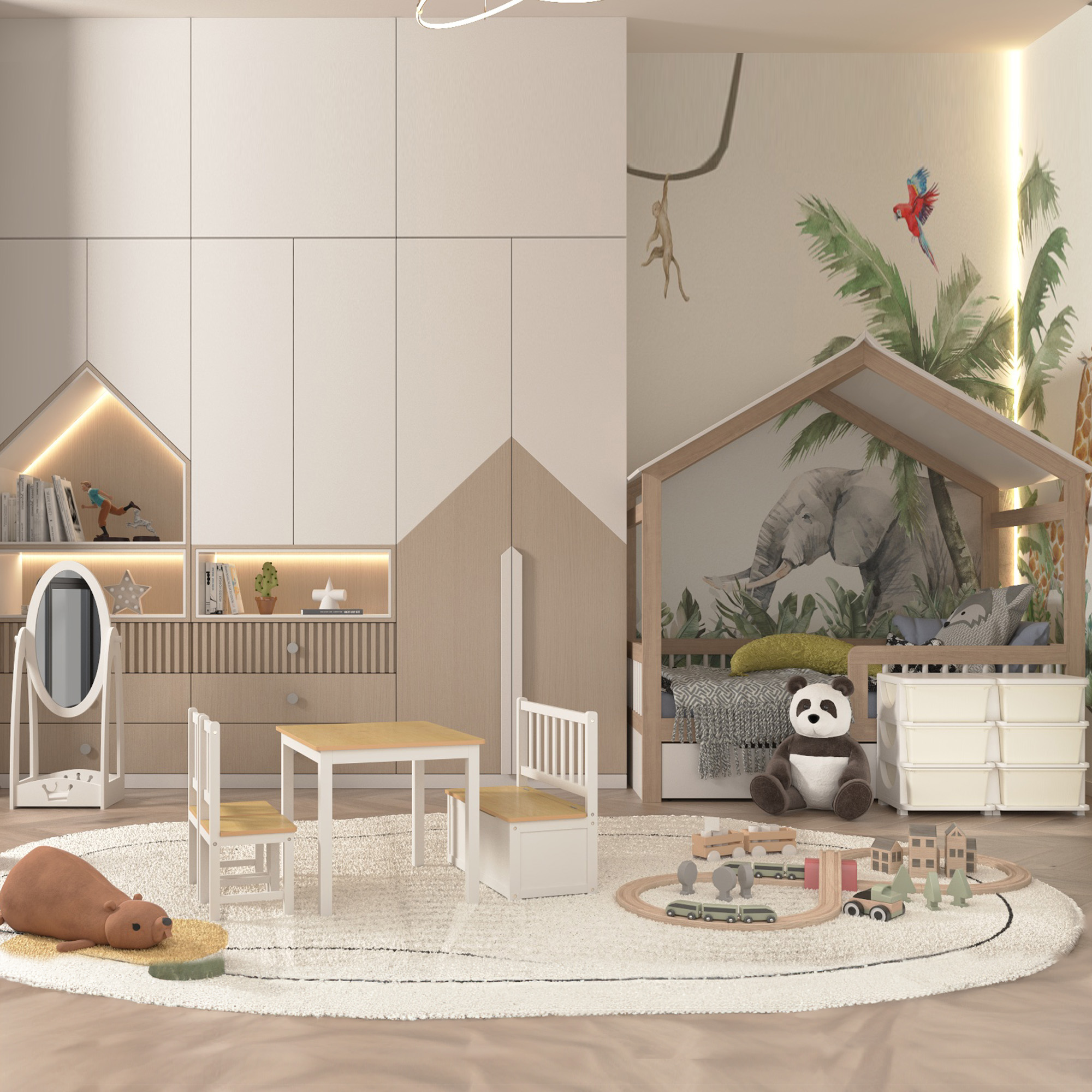 Aufbewahrungsbox für Kinder, Kinder-Aufbewahrungsbox, 3 Schubladen, Weiß