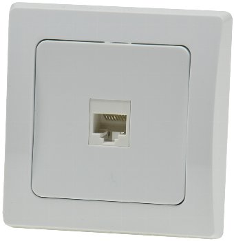 DELPHI RJ45 Dose für ISDN & Cat.5 / inkl. Rahmen, UP, weiß