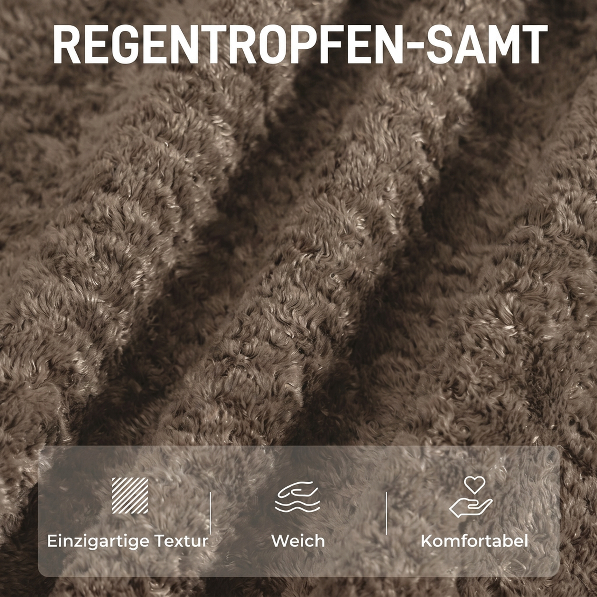 Loungesessel mit Hocker, 360° drehbar, aus Raindrop-Samt, höhenverstellbarer Fußhocker, Braun