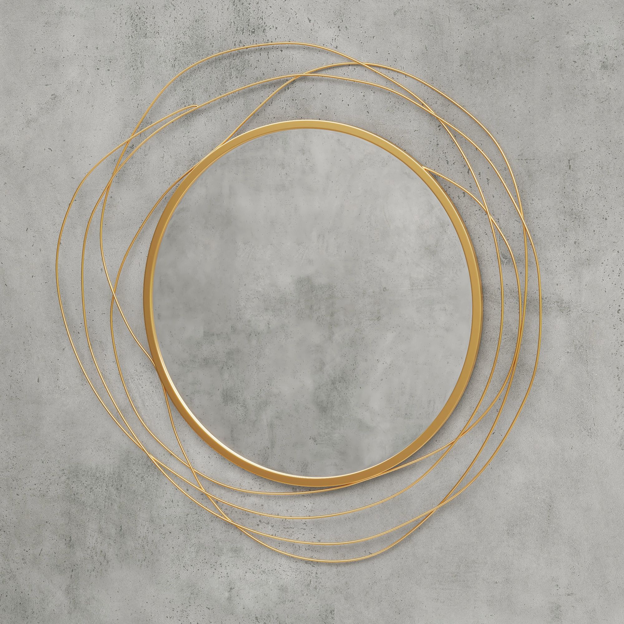 Wanddekoration, runder Wandspiegel, Metallrahmen, ?65 cm, Farbe: Gold