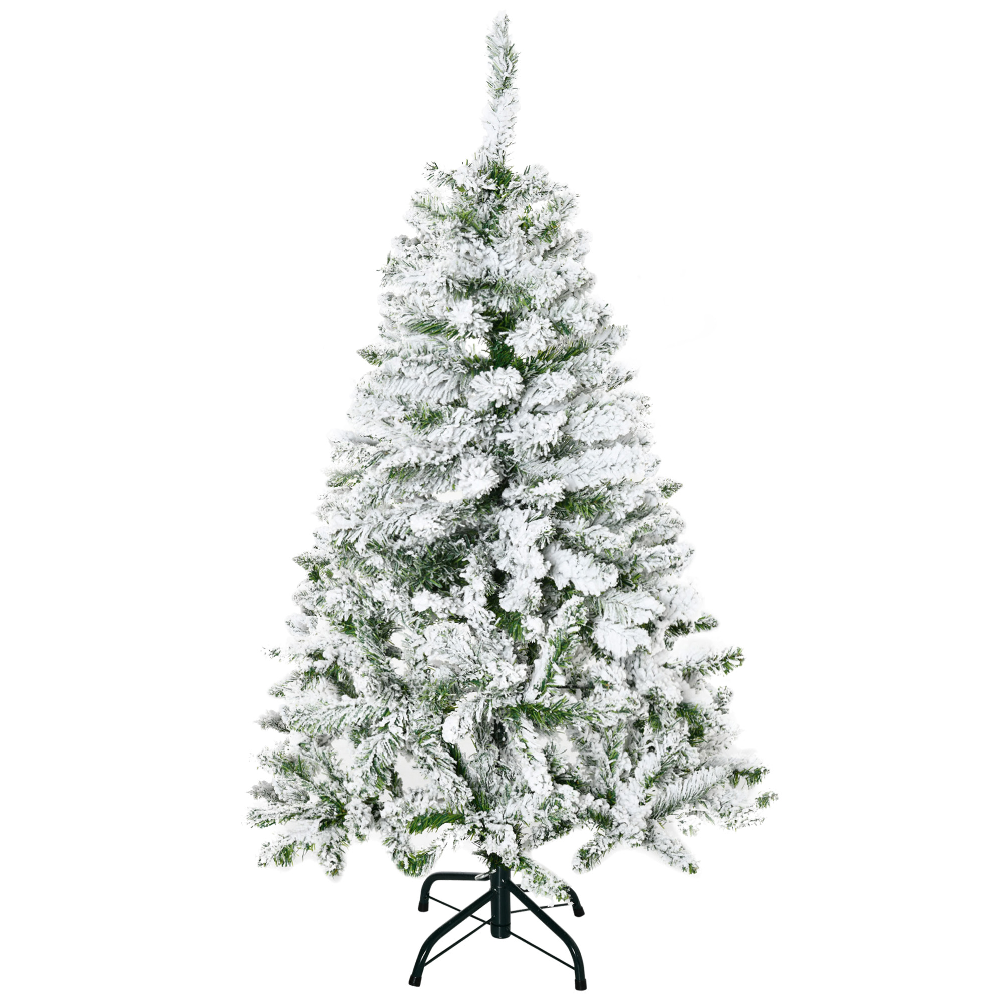 Künstlicher Weihnachtsbaum, Schnee-Effekt, flammenhemmend, Scharnierkonstruktion, Grün/Weiß