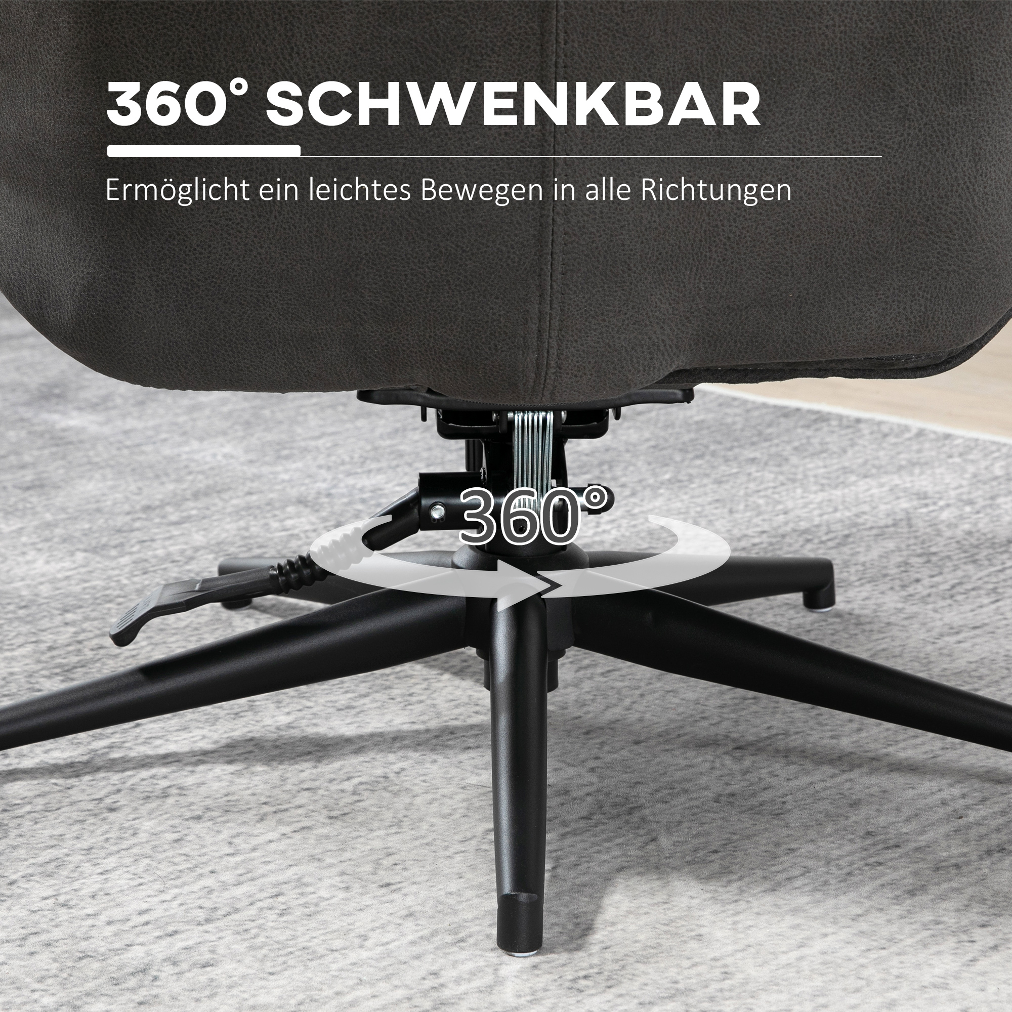 Relaxsessel mit Ottomane, Sessel mit Fußhocker, verstellbare Rückenlehne; Mikrofaser, Dunkelgrau