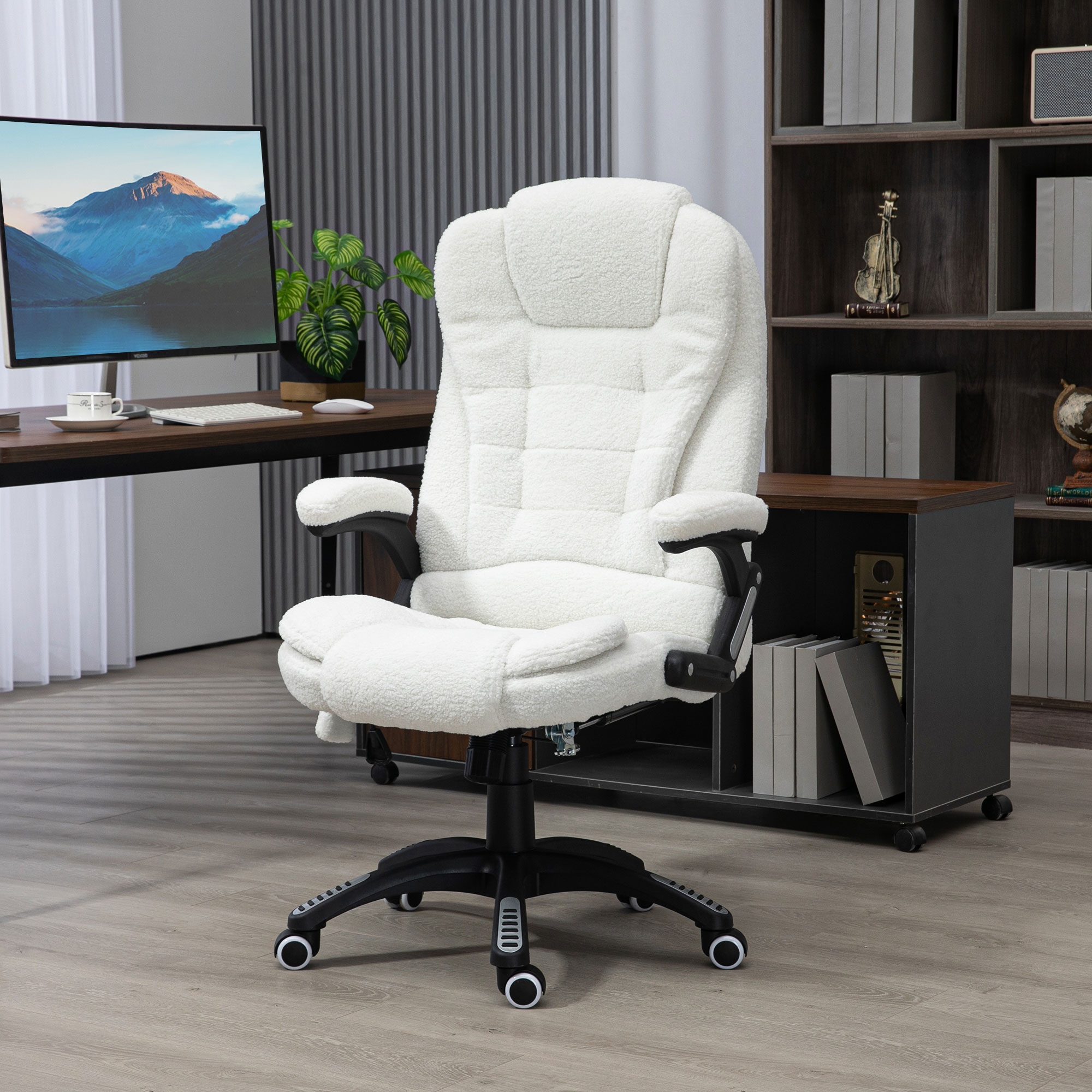 Bürosessel Massagefunktion Massagebürostuhl, Massagefunktion, höhenverstellbar, 67 x 74 x 107-116 cm, Weiß