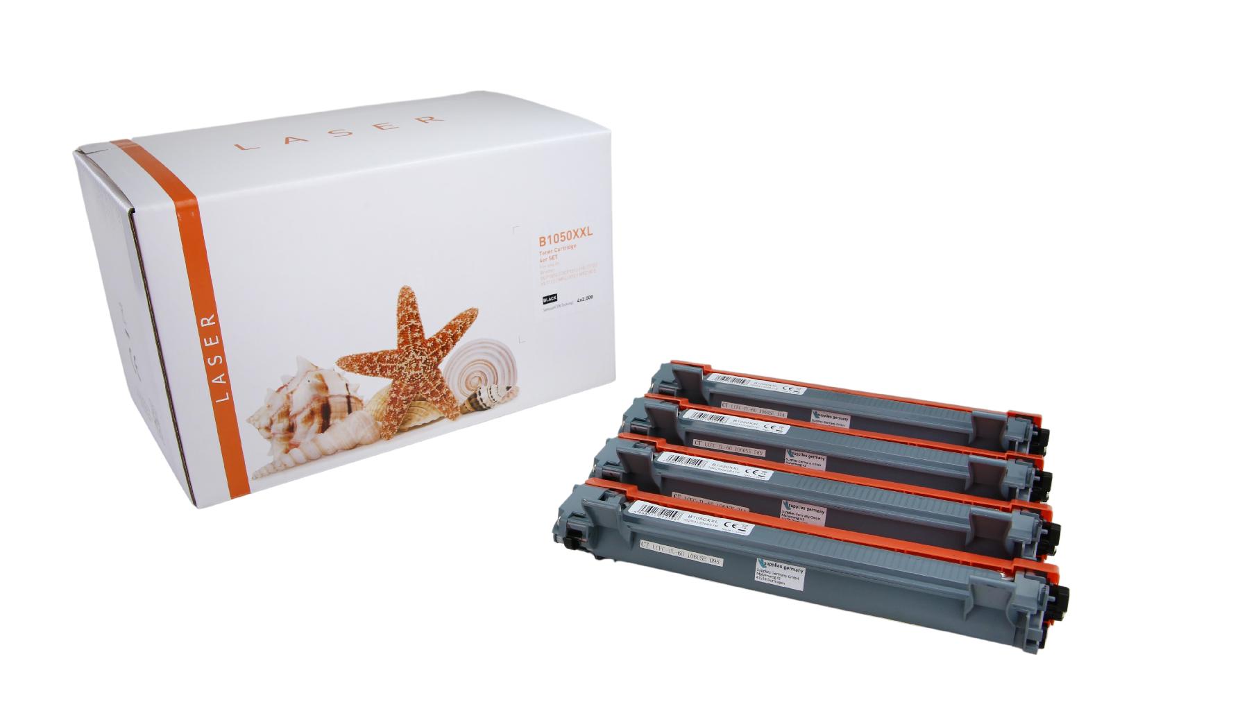 4er Set TN1050XXL alternativ Toner black für Brother / TN1050XXL / 4x2.000 Seiten